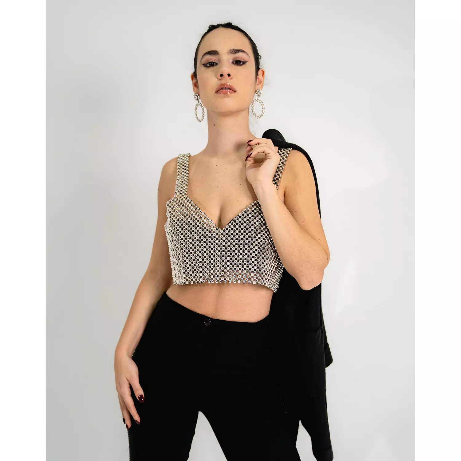 Naläni Beaded Top in Silver  0