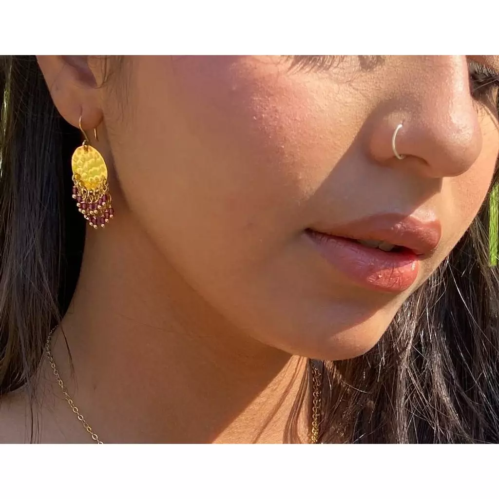 Raspberry drops earrings