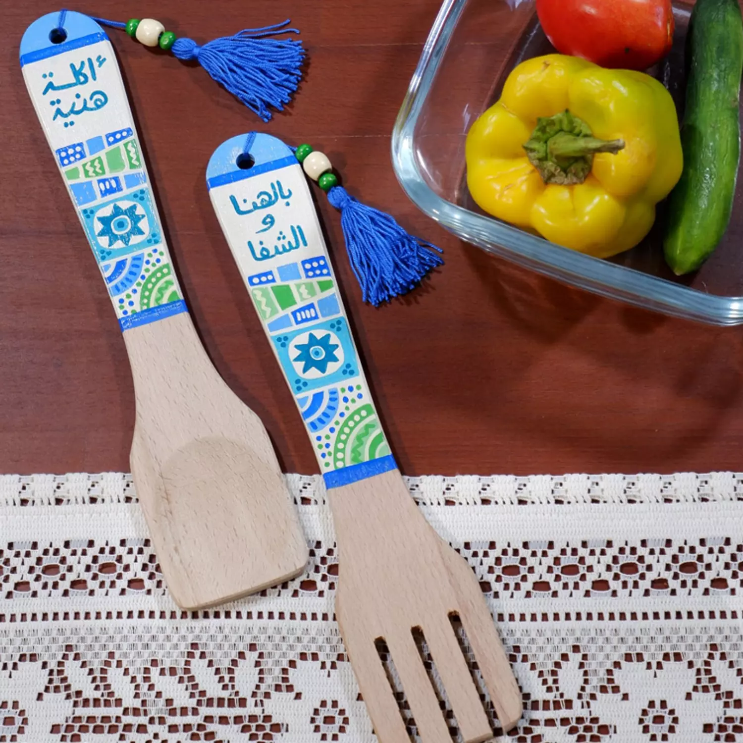 Fork & spoon - Sun blue & green hover image