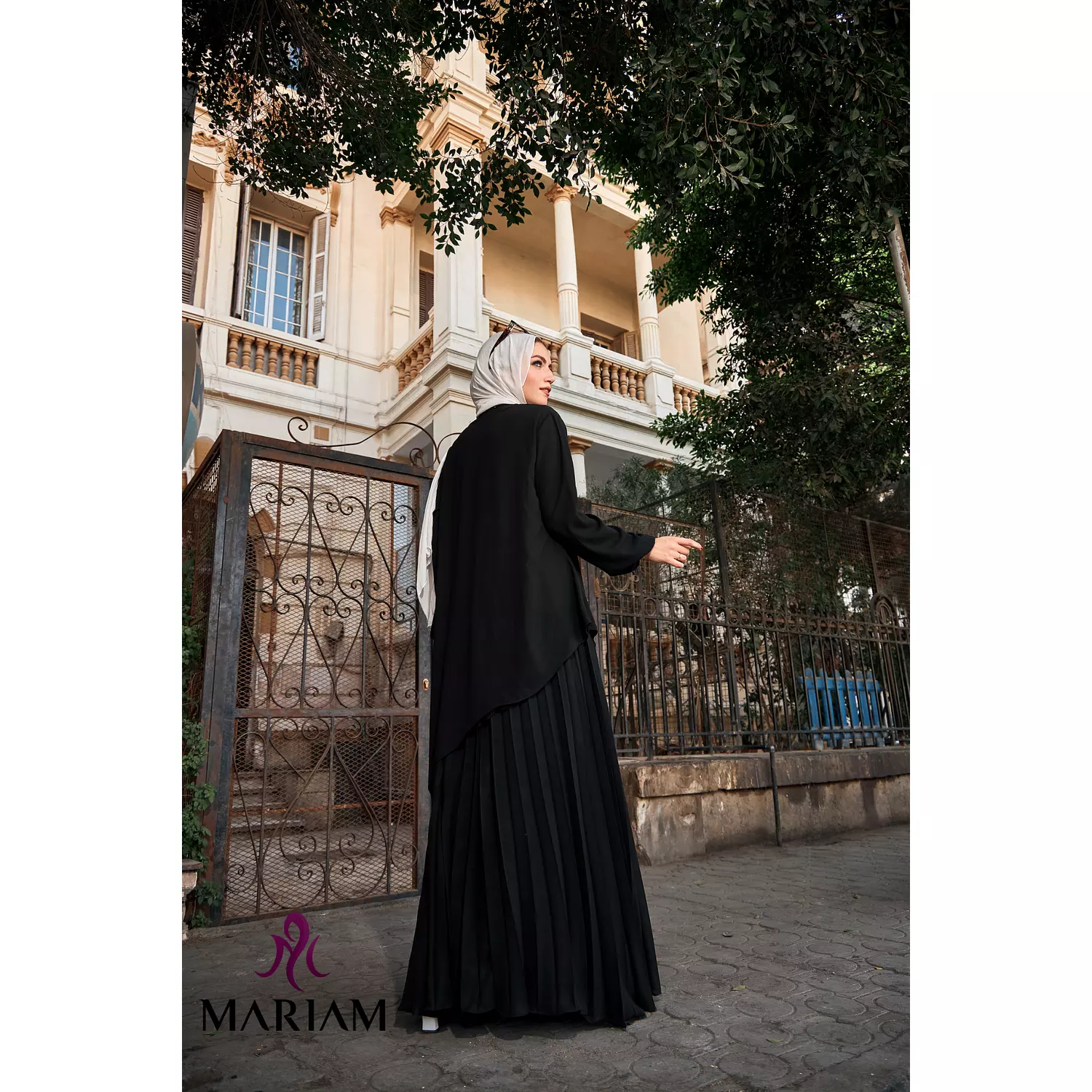 Two pieces pleated abaya Code A005 3