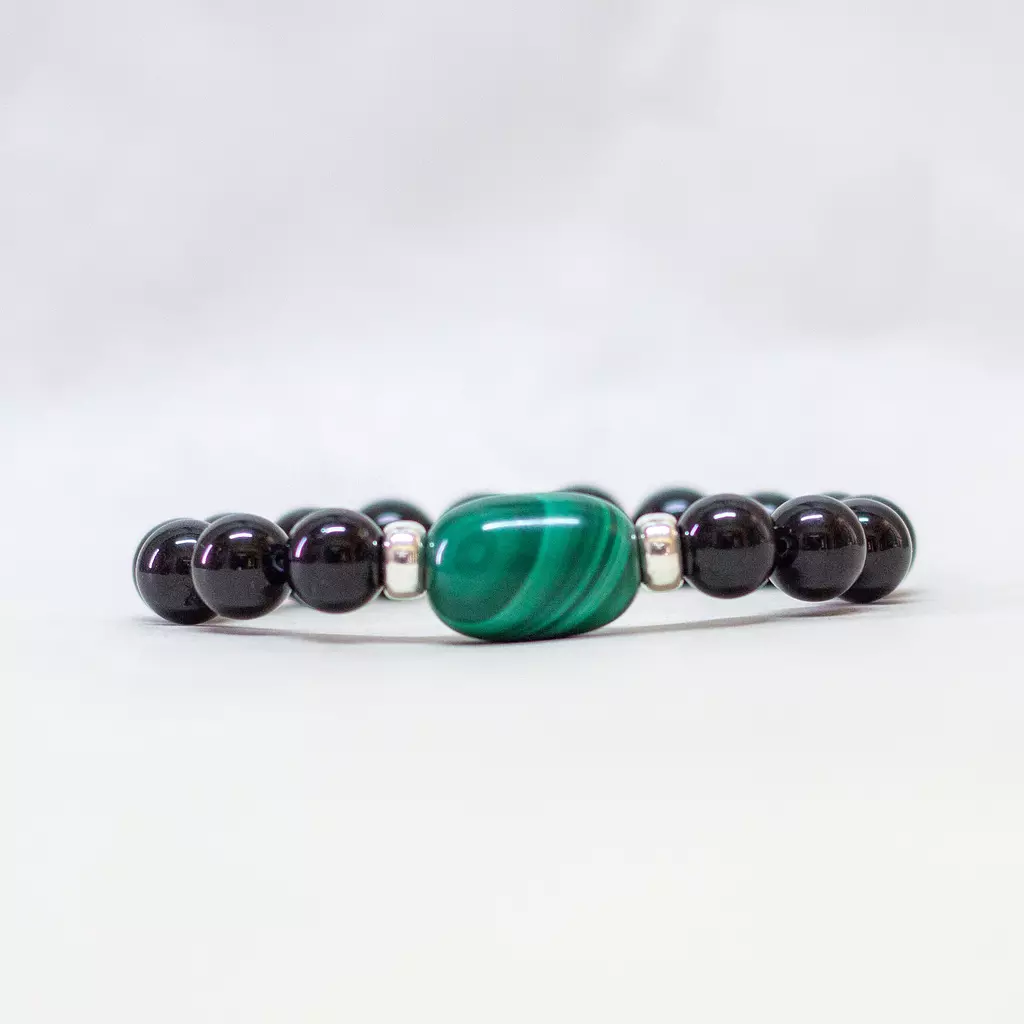 Malachite and Black Tourmaline Bracelet - 8mm