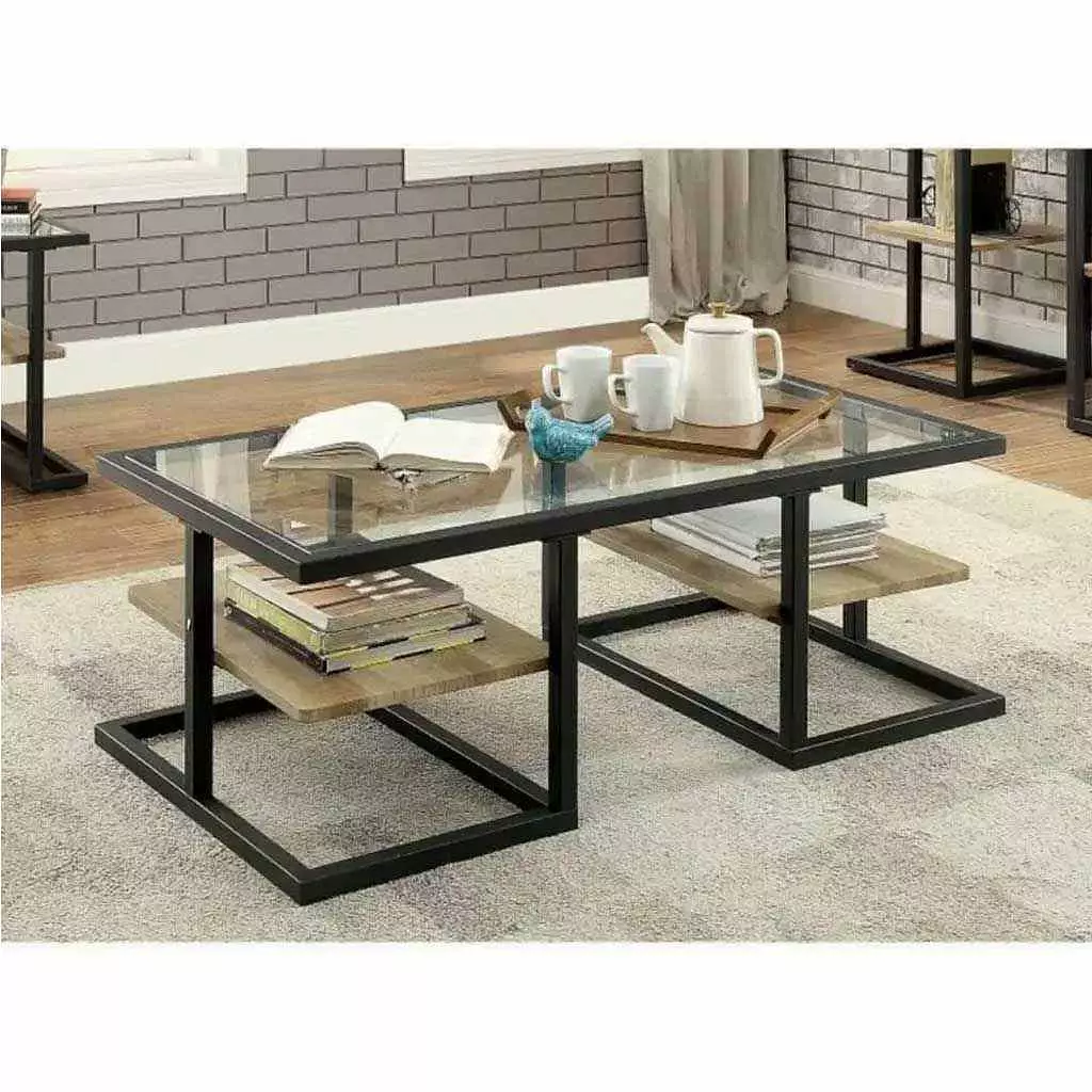 Steel Coffee Table Black and Beige - SINCORAD21