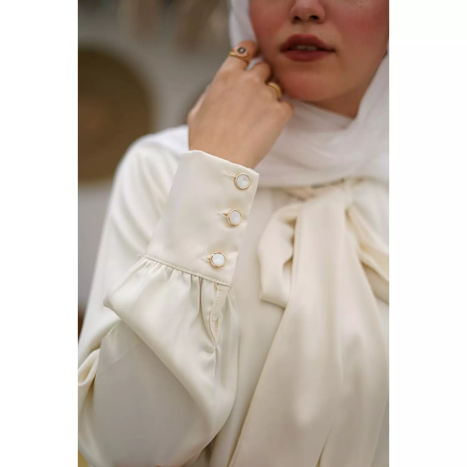 Off White Satin Blouse 3