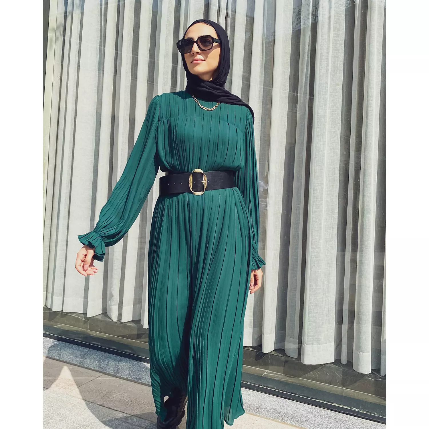 Green Pleated Dress 1