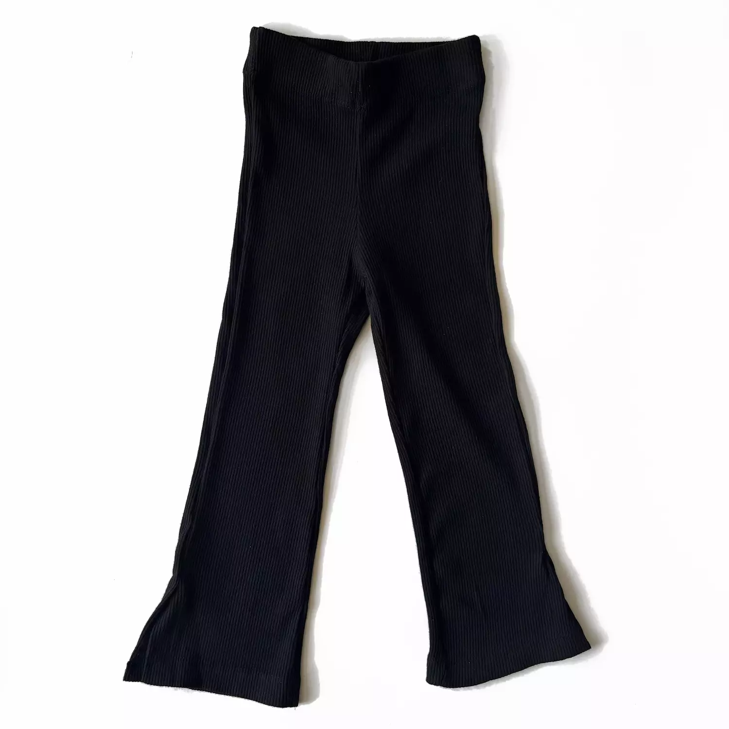 Black Ribbed Flare Pants hover image