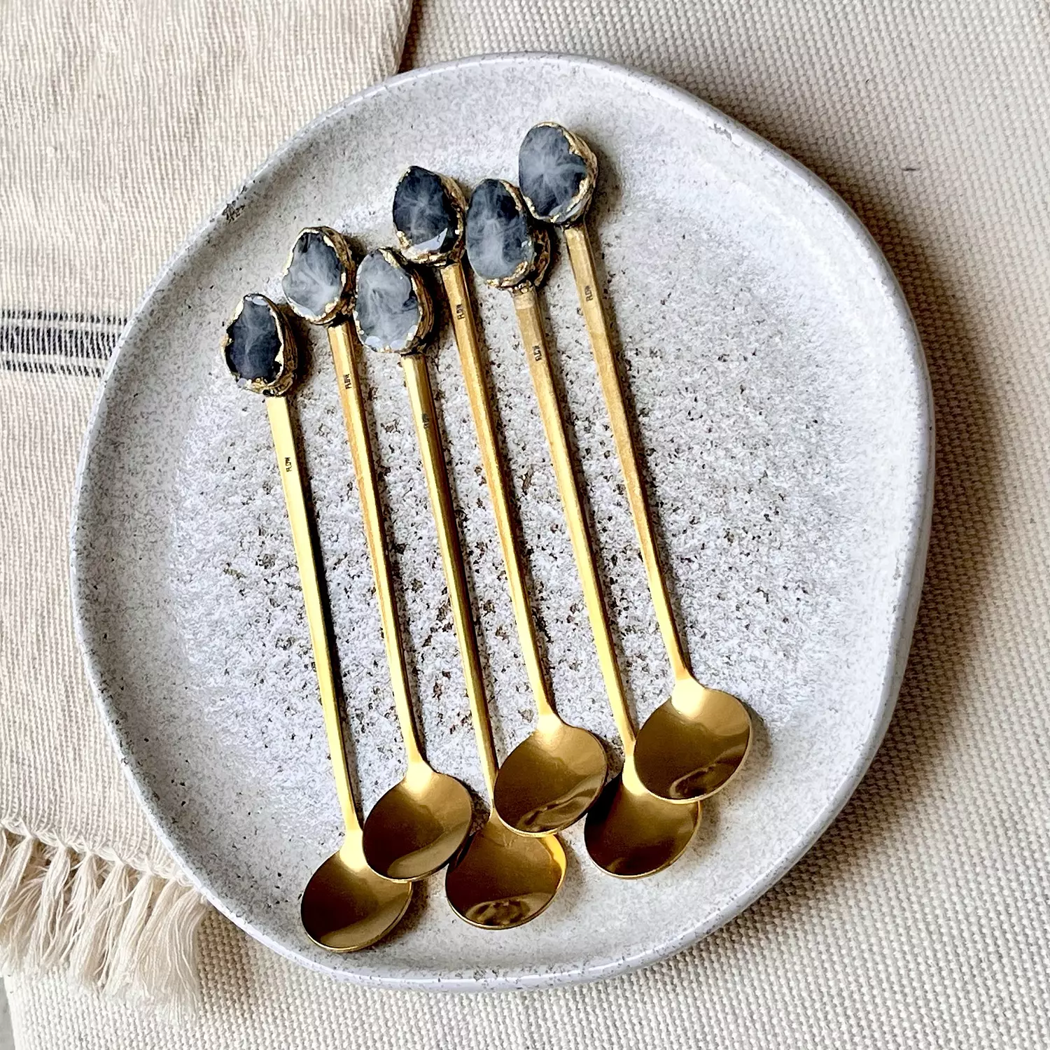 Long Gold Teaspoons set 6