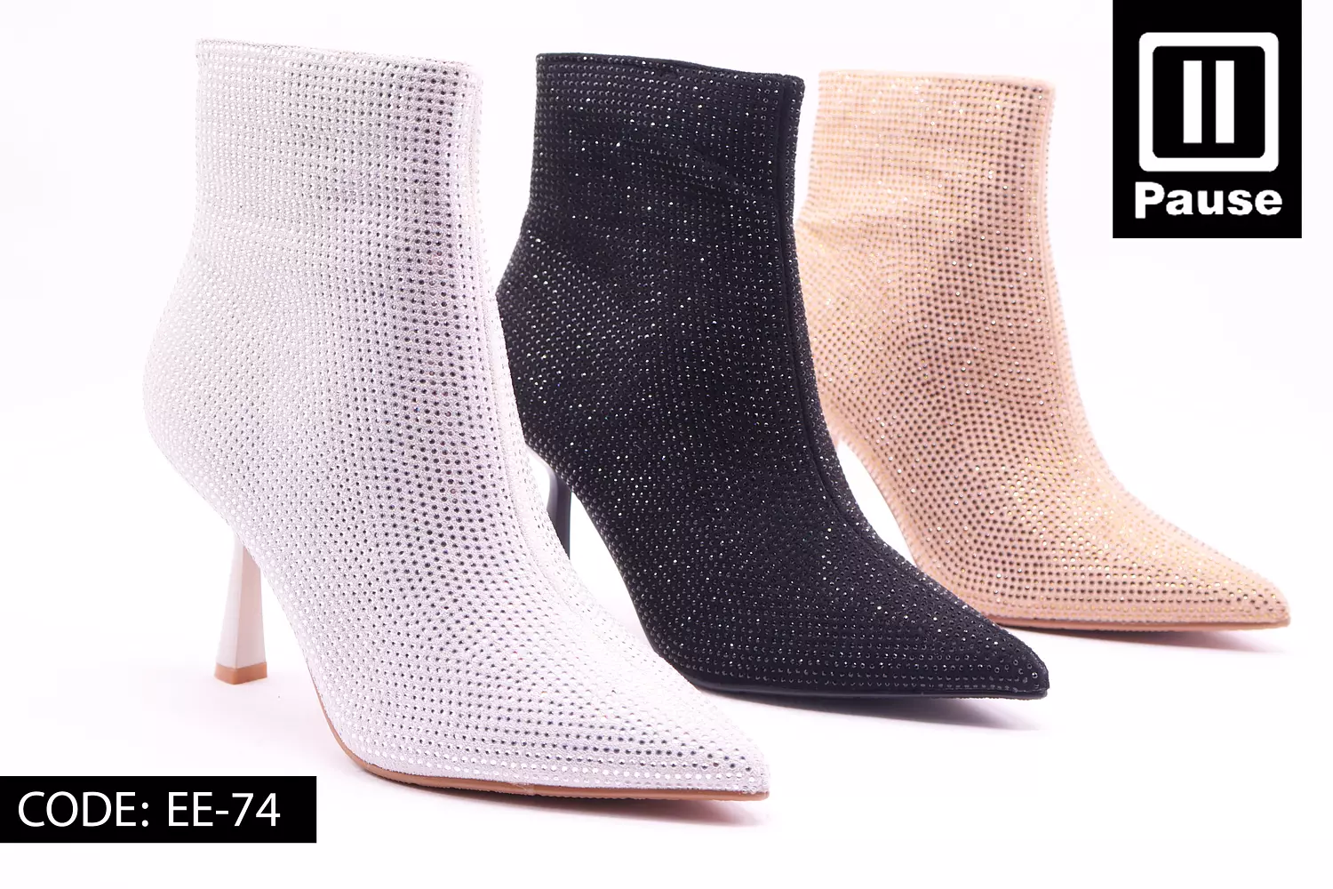 EE-74 GLITTER ANKLE HEELED BOOTS  hover image