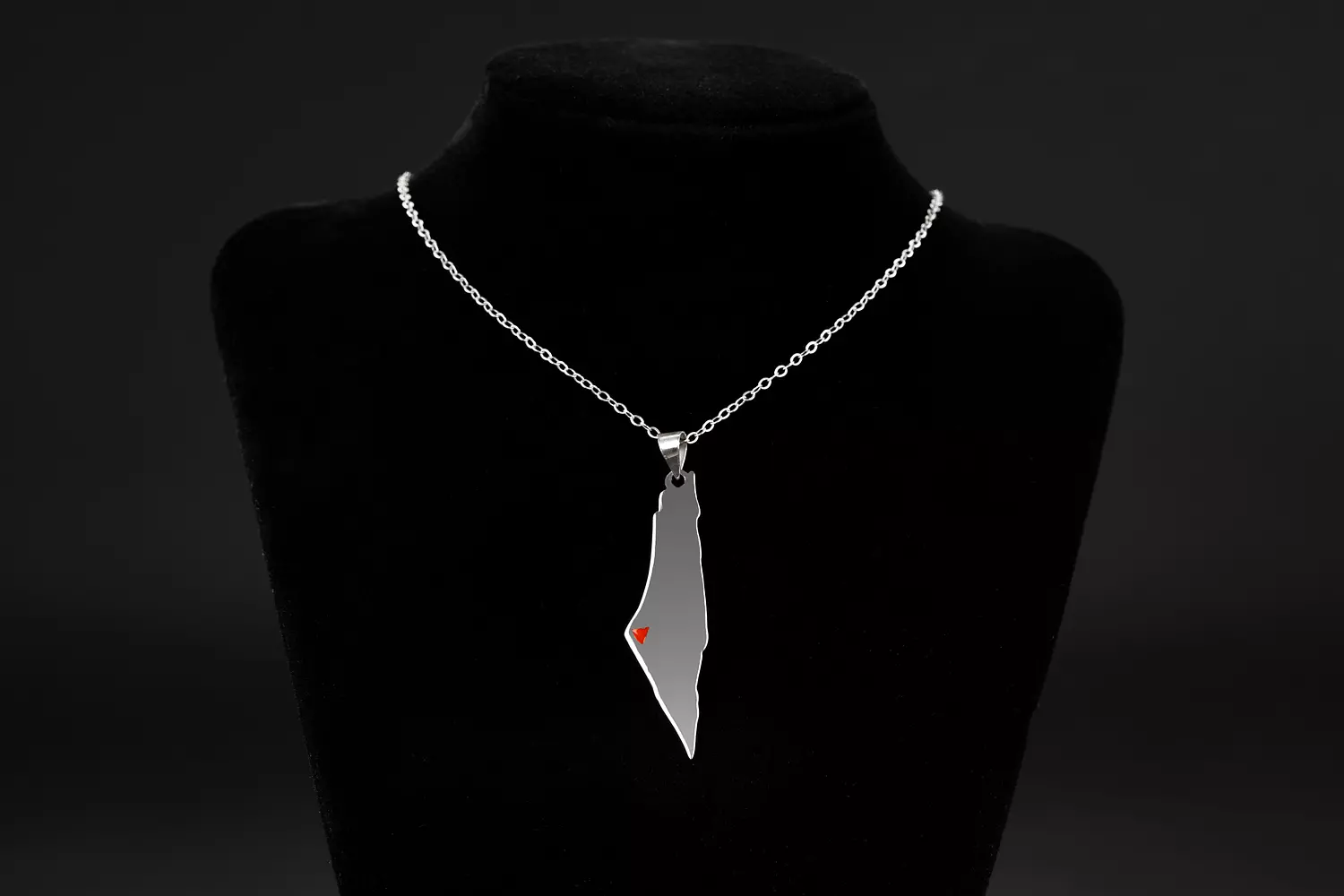 Palestine Map Red Triangle Necklace hover image