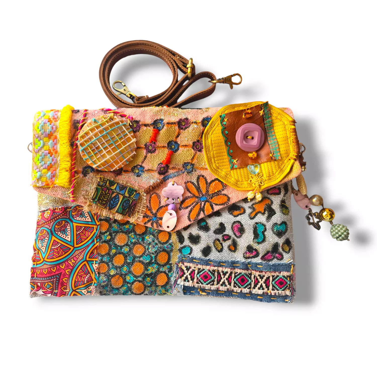 Mixed media fabric clutch bag  hover image