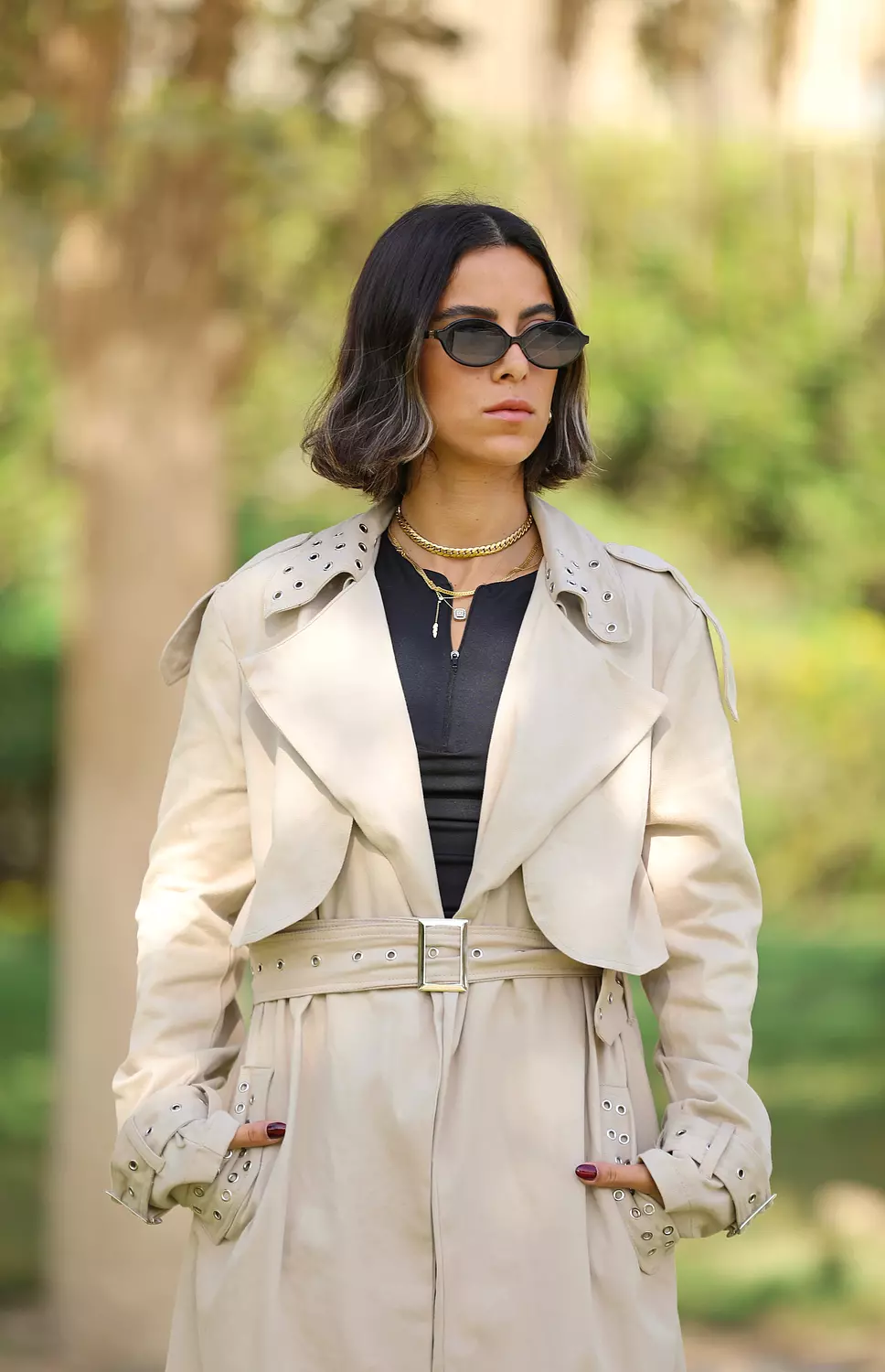 Studded beige trench coat -2nd-img