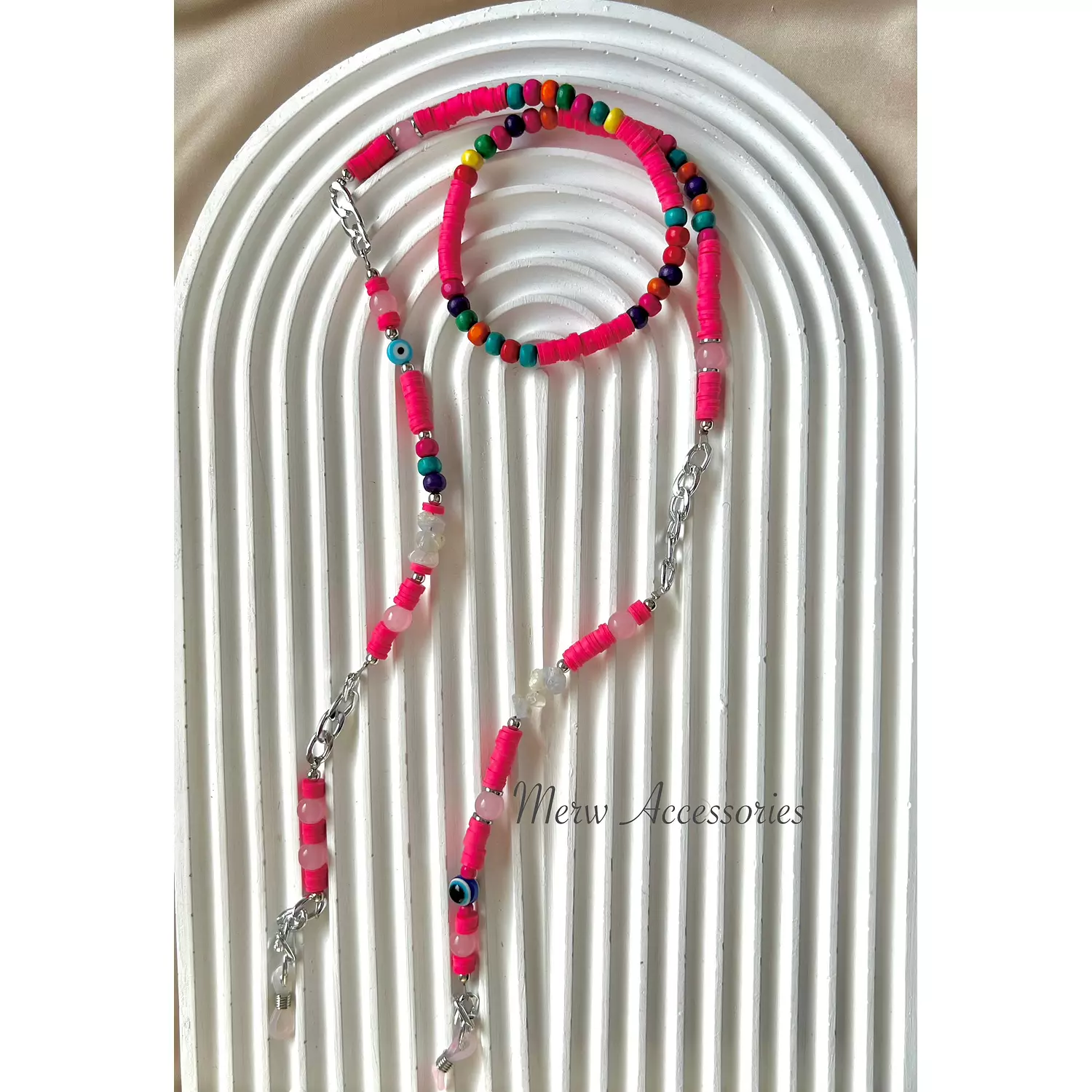 Pink silver sunglass cord 1