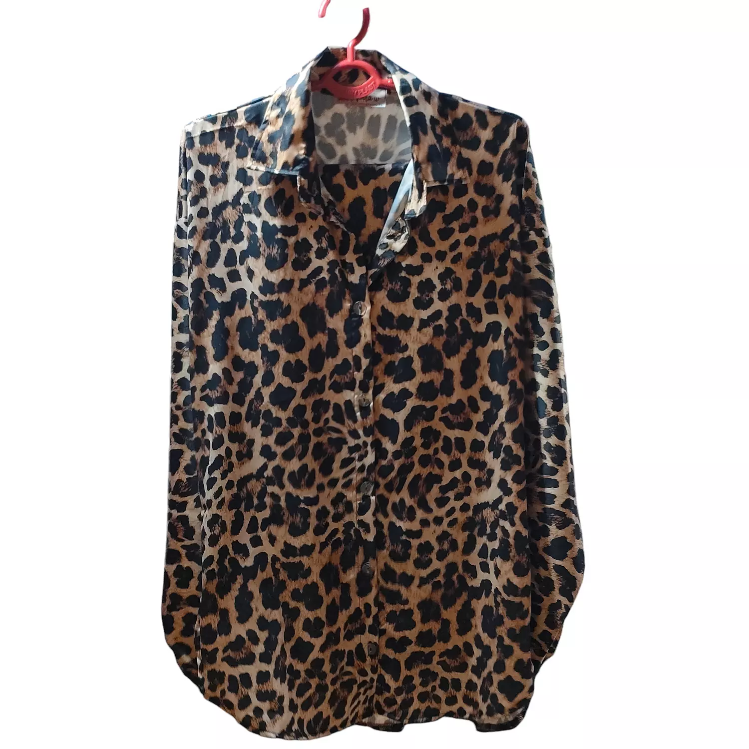 Satin leopard blouse hover image