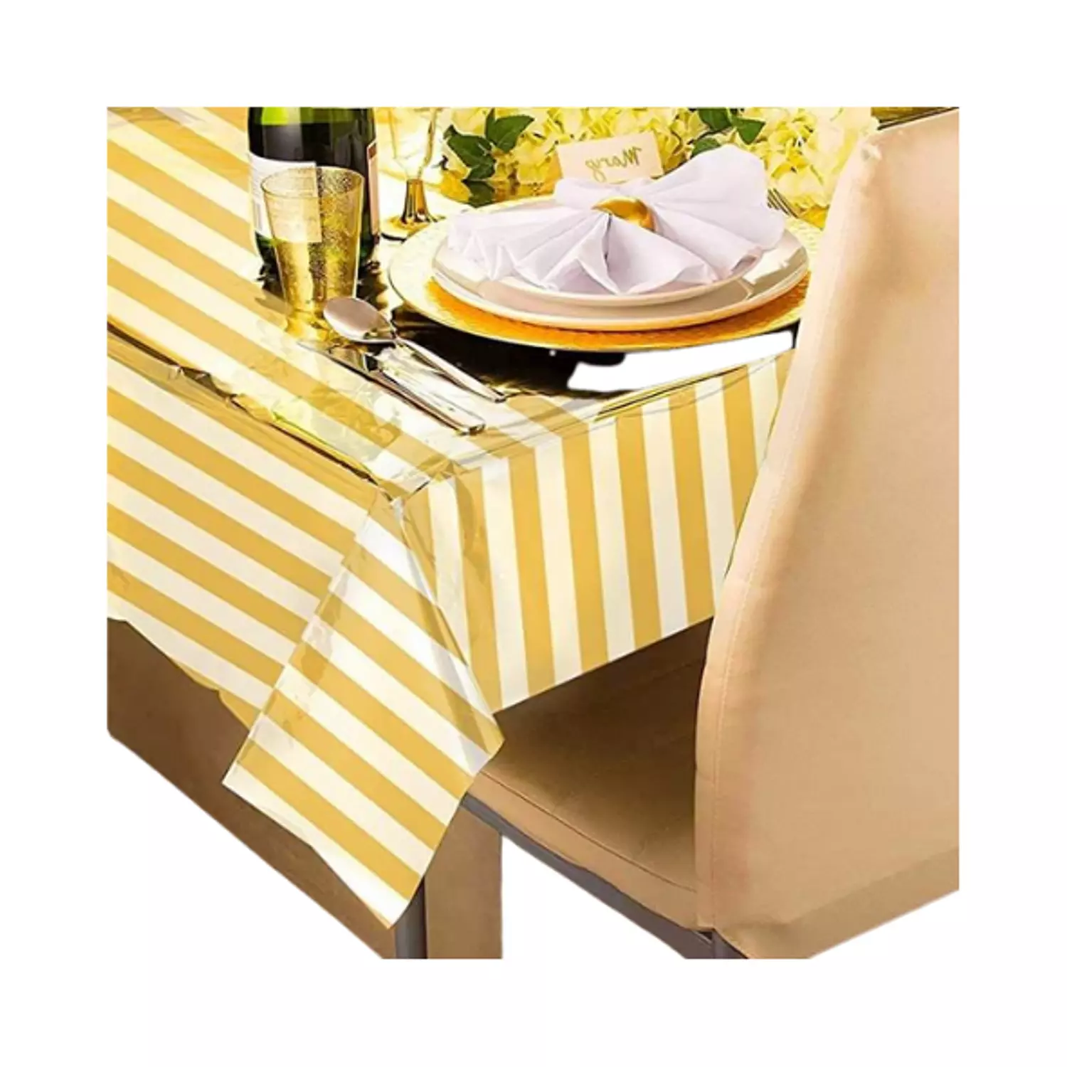 Gold Stripped Tablecloth 1