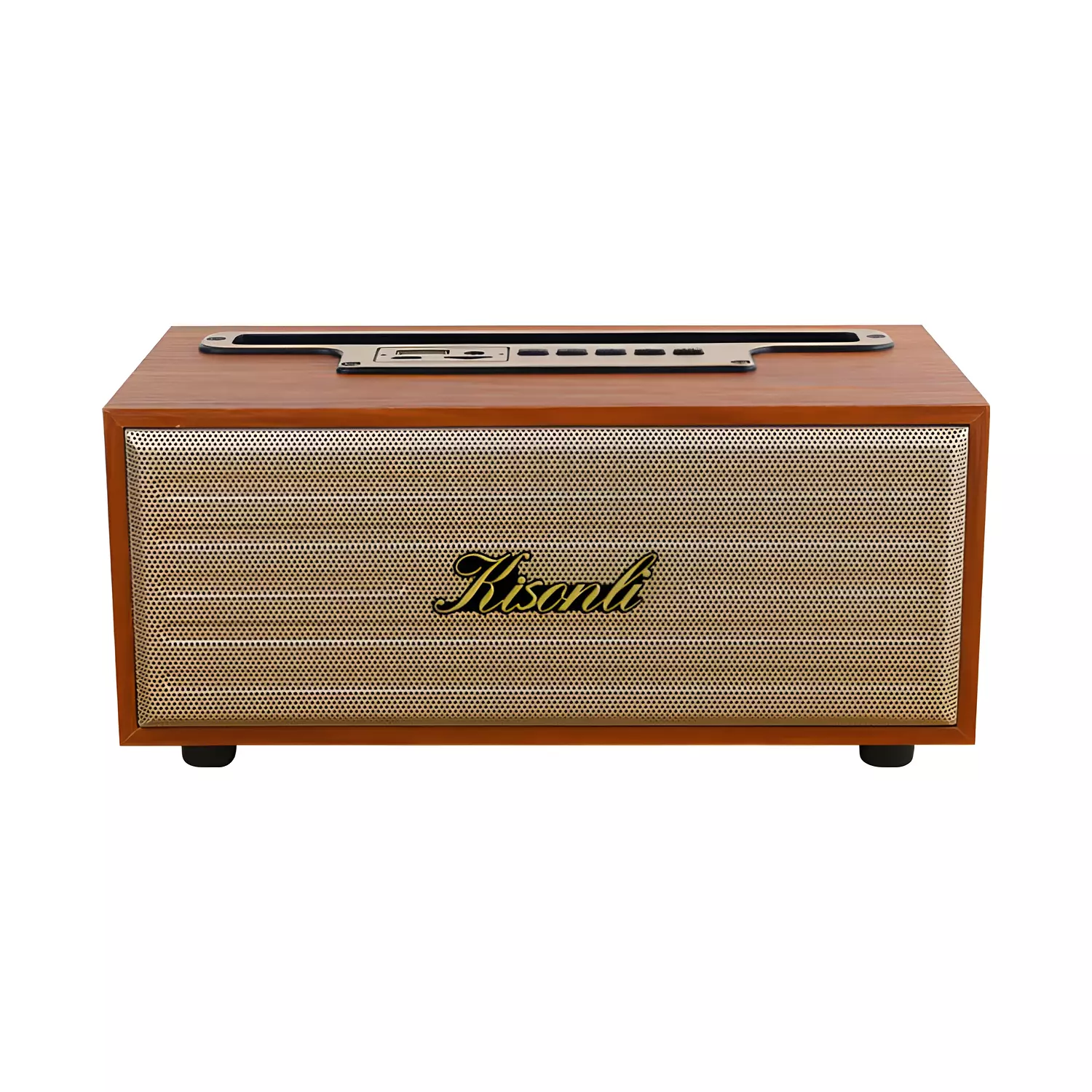 Kisonli G12A Wooden Music Speaker – 360° Stereo Sound – Supports TF Card, AUX, and USB-RED hover image