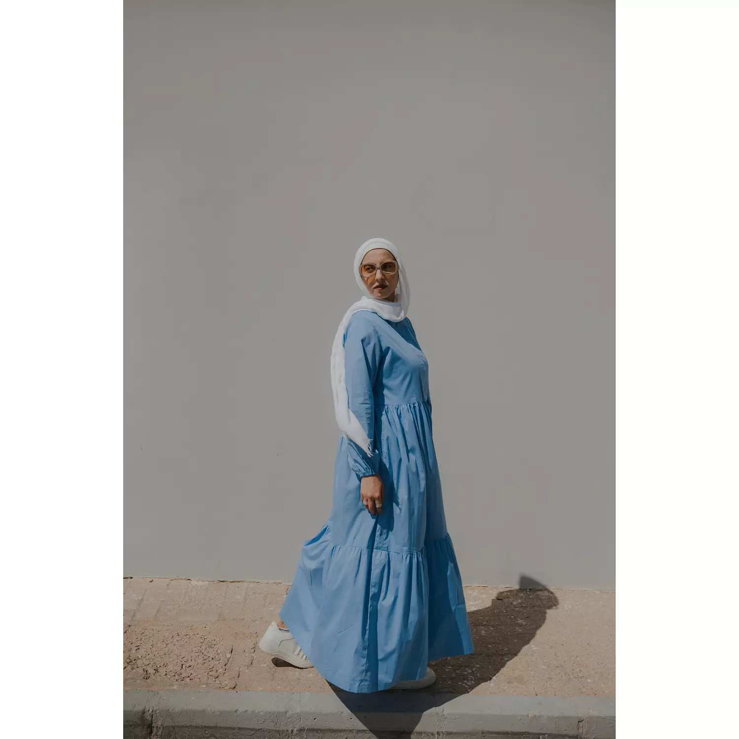 Sea Blue Poplin Cotton Dress hover image