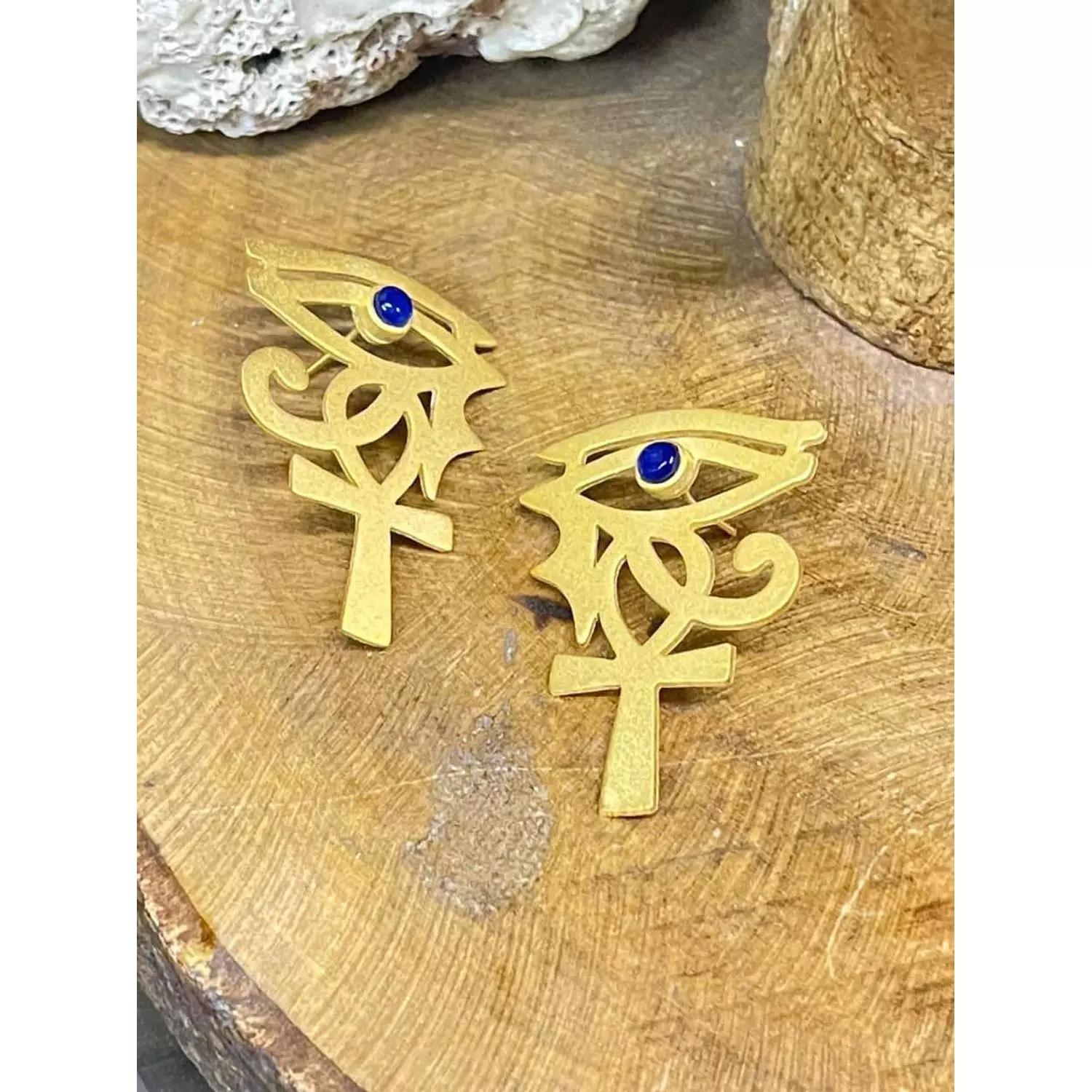 Horus eye & key of the nile earrings  0