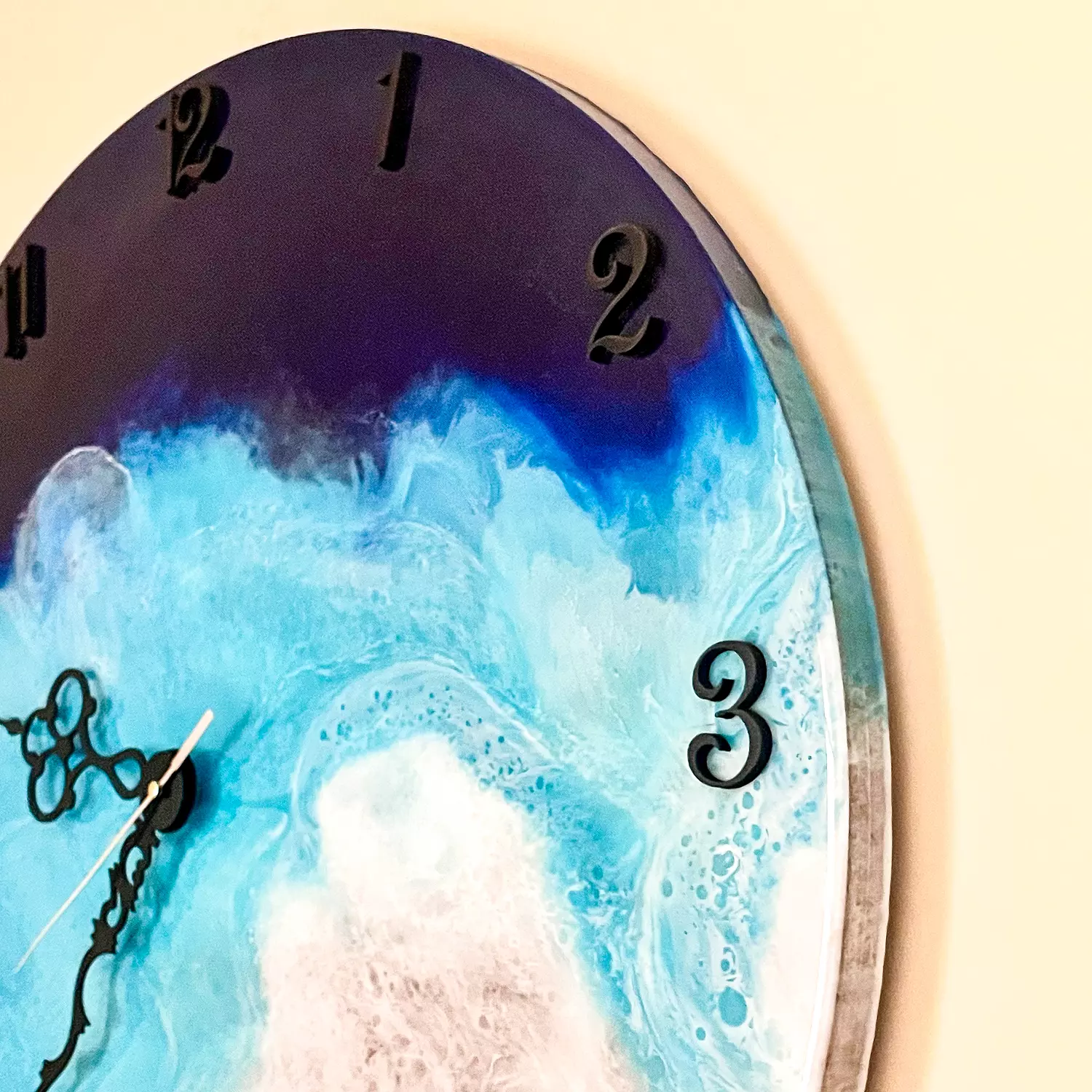 Blue & turquoise round sea wall clock 2