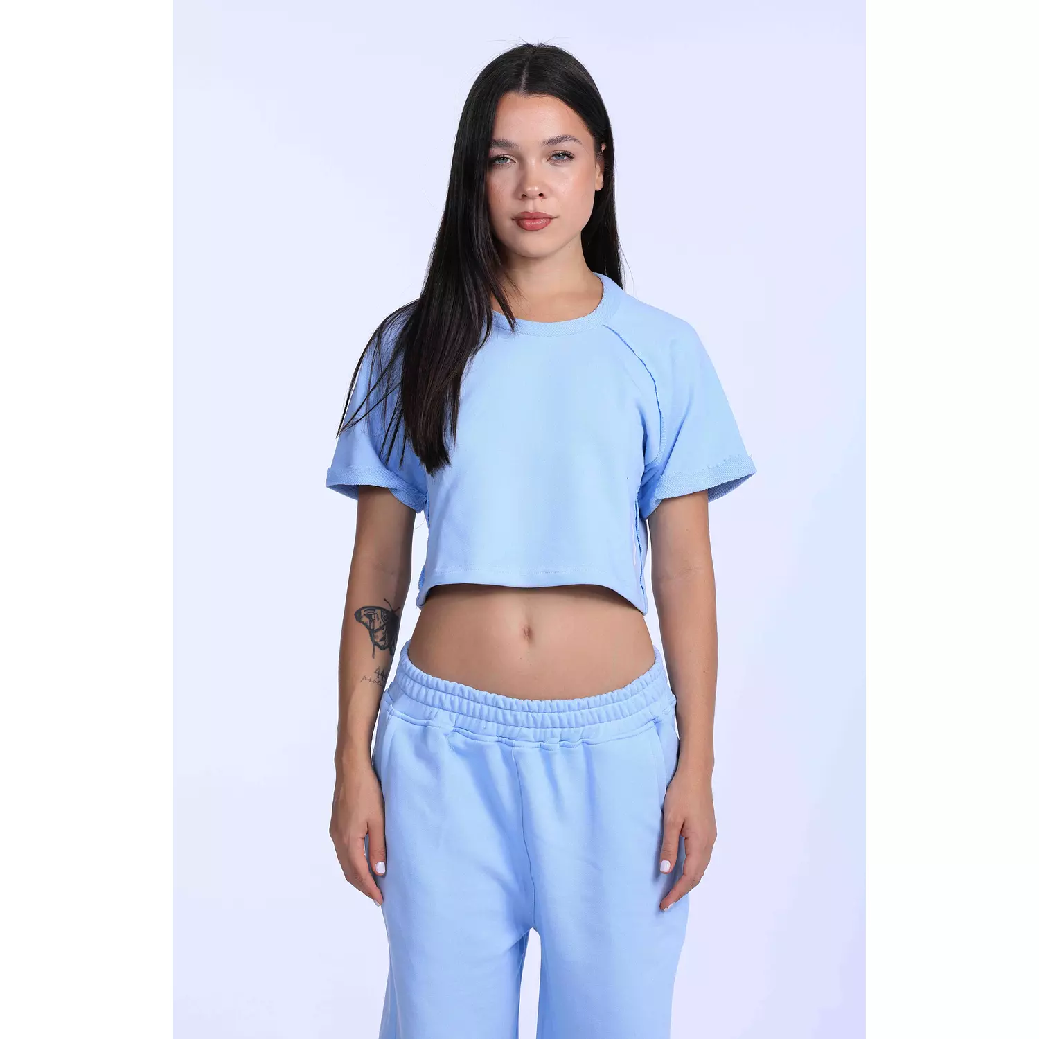 Baby blue cropped shirt  hover image