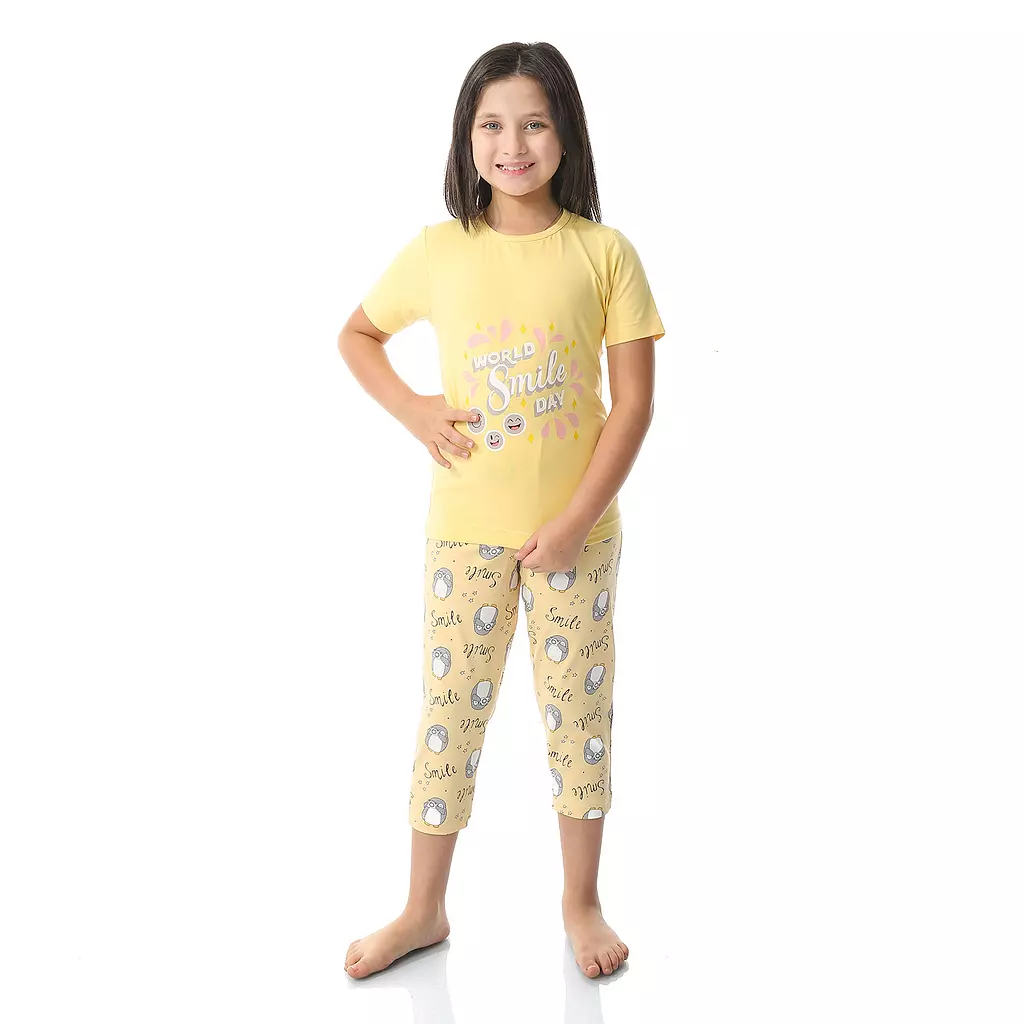 Girls Smile Pajama - Yellow