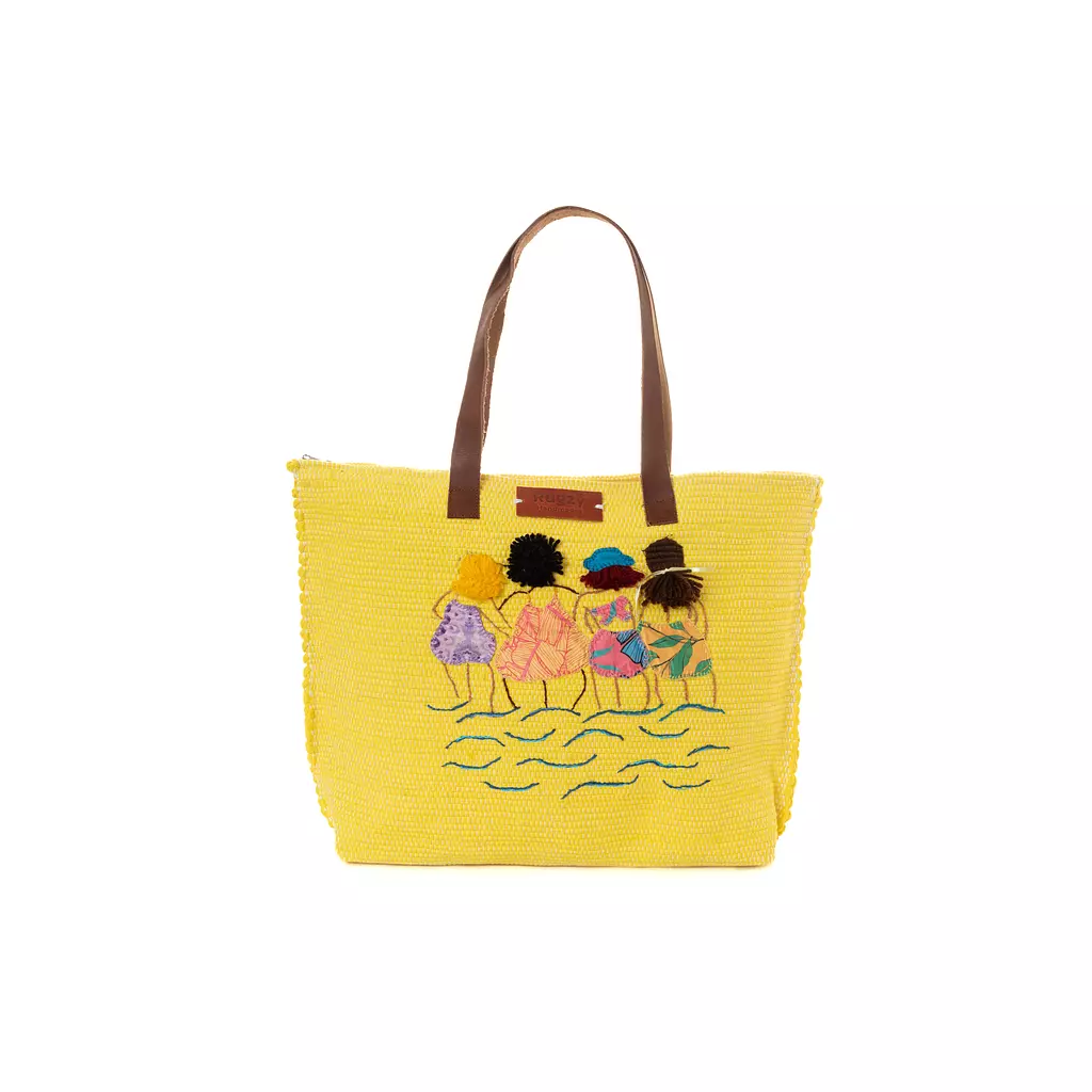 Yellow Kilim Tote Bag with Patchwork “Ladies by the Sea” Design (Copy)