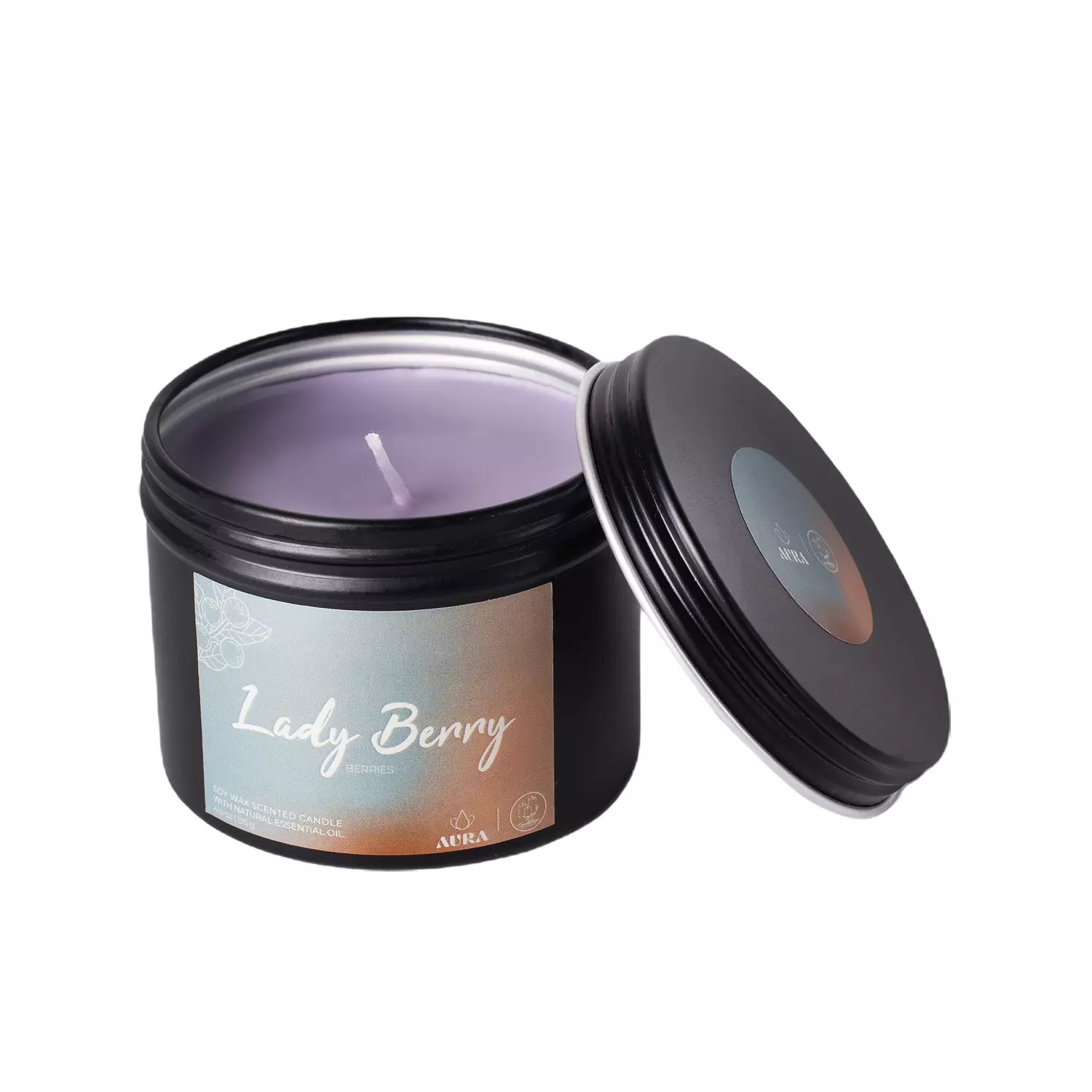 "Lady Berry" Soy Wax Scented Candle by AURA 135 gm inspired by "Burberry Her". hover image