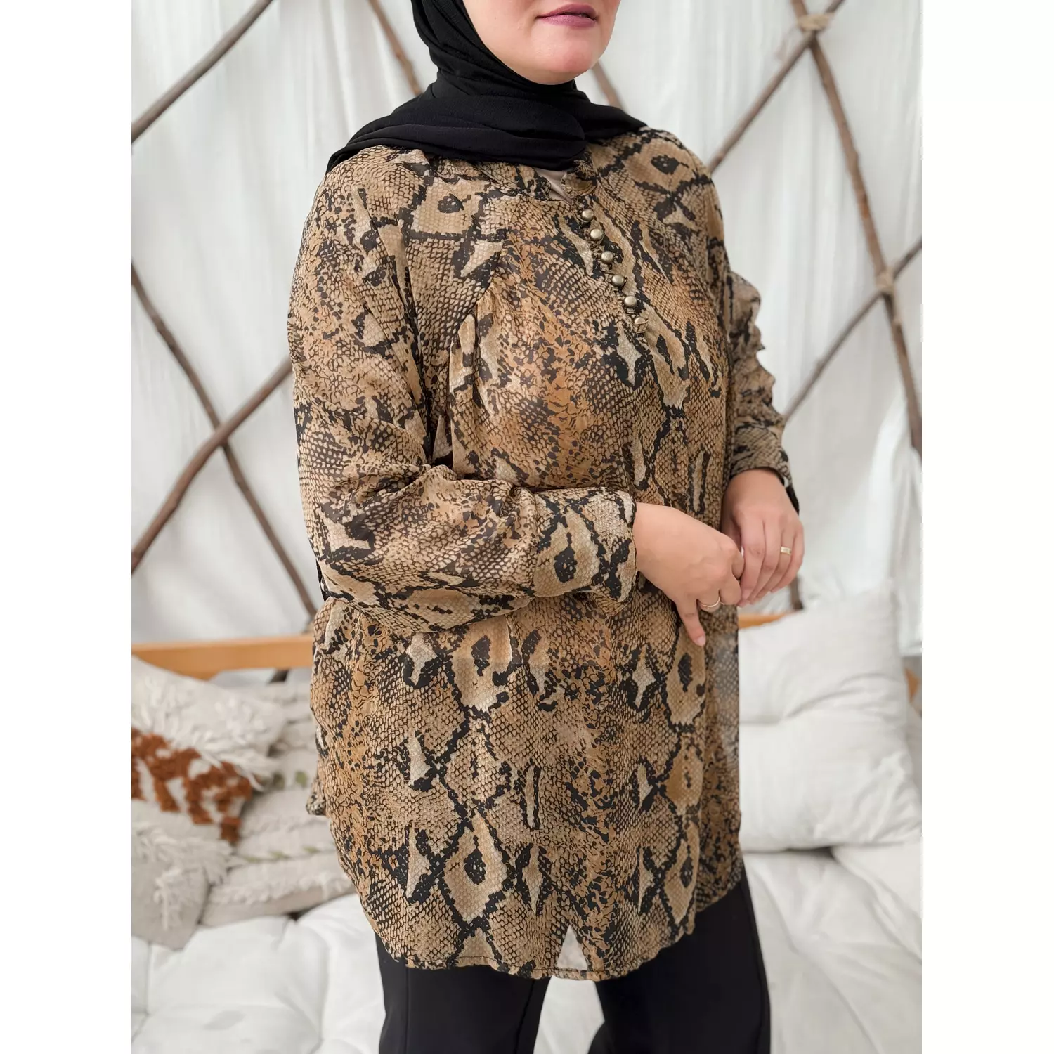 Snake Print Chiffon Blouse 3