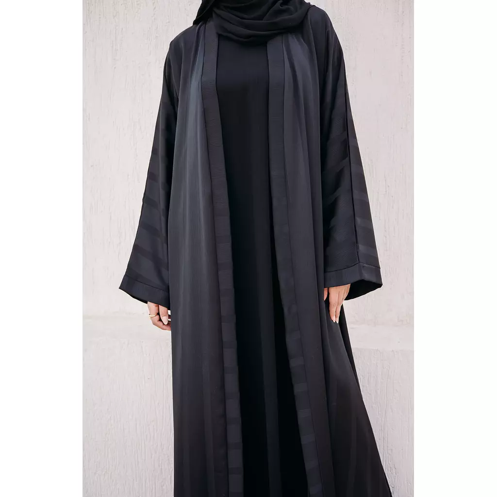 Ribbed Detail Kaftan in Black