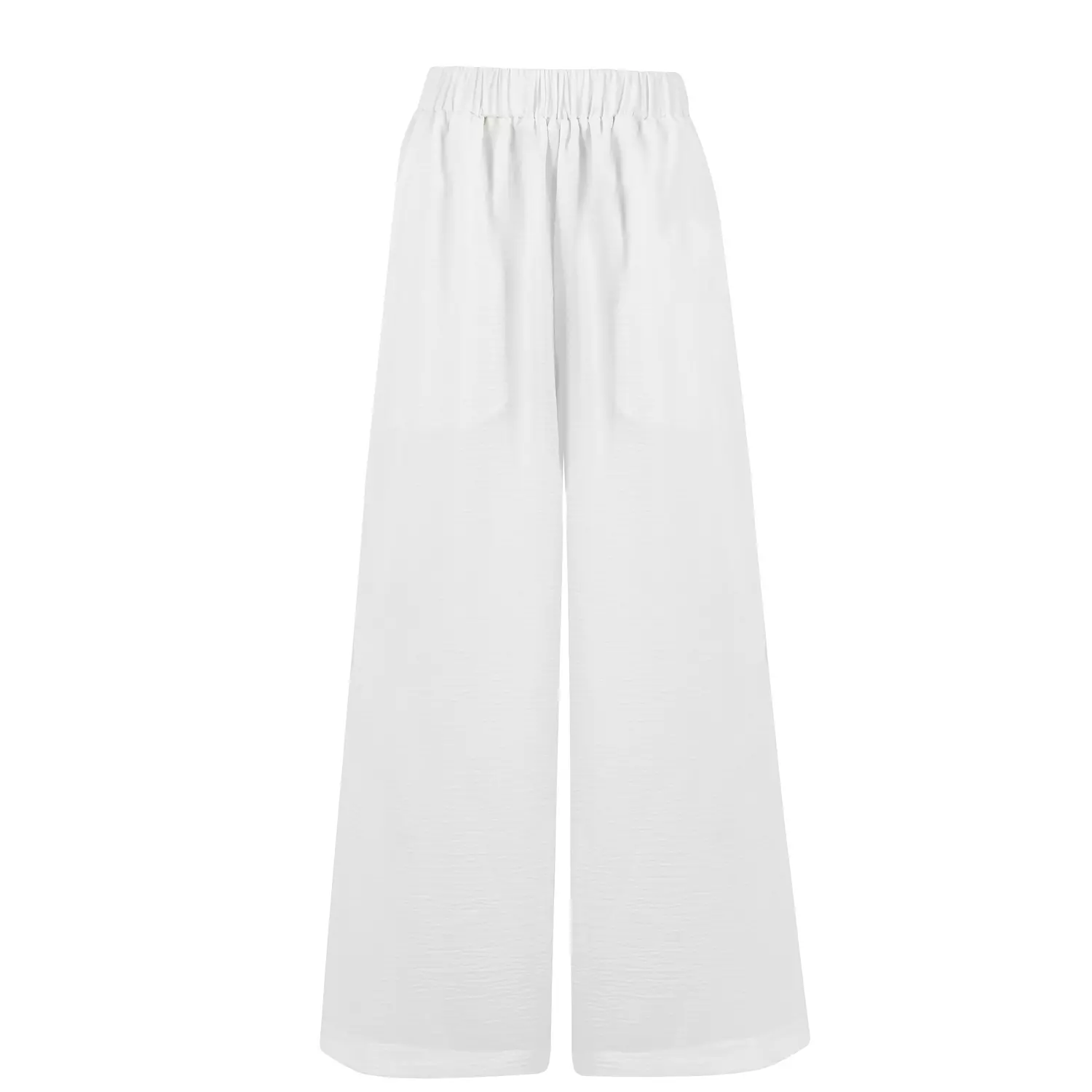 Linen-blend White Wide Leg Pants hover image