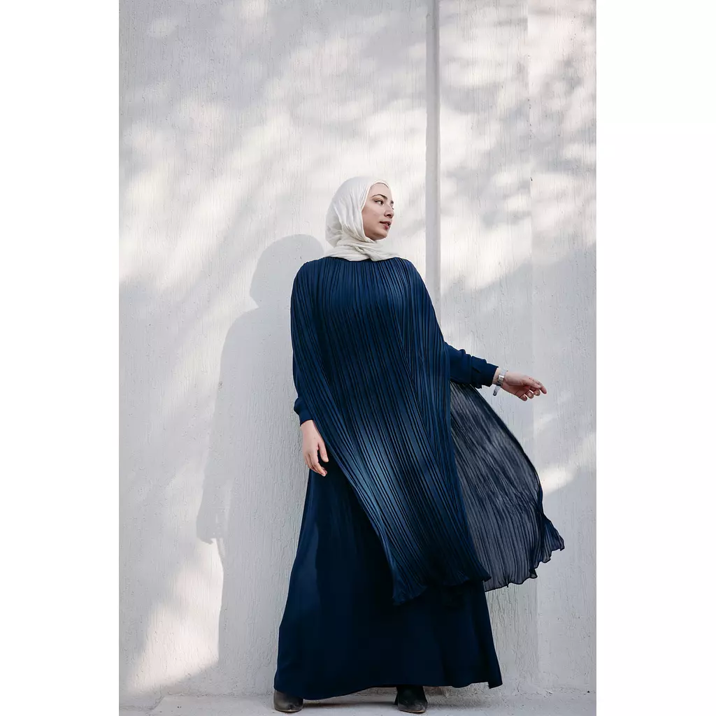 Night Blooming Abaya in Navy Blue