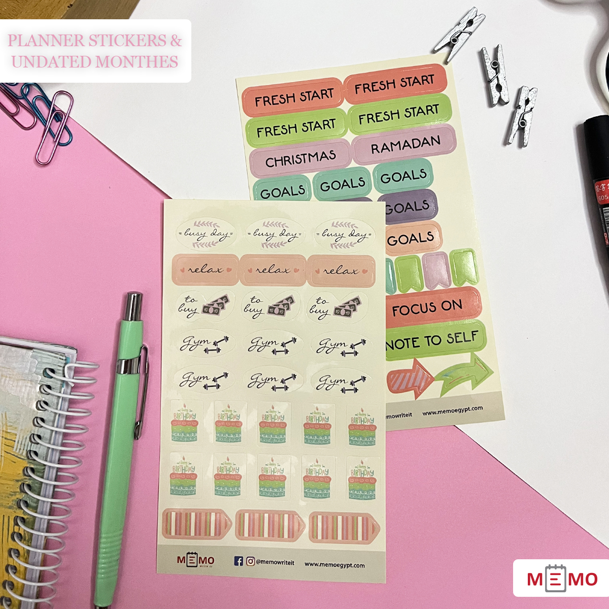 Memo Planner Stickers & 12 Undated Months 10