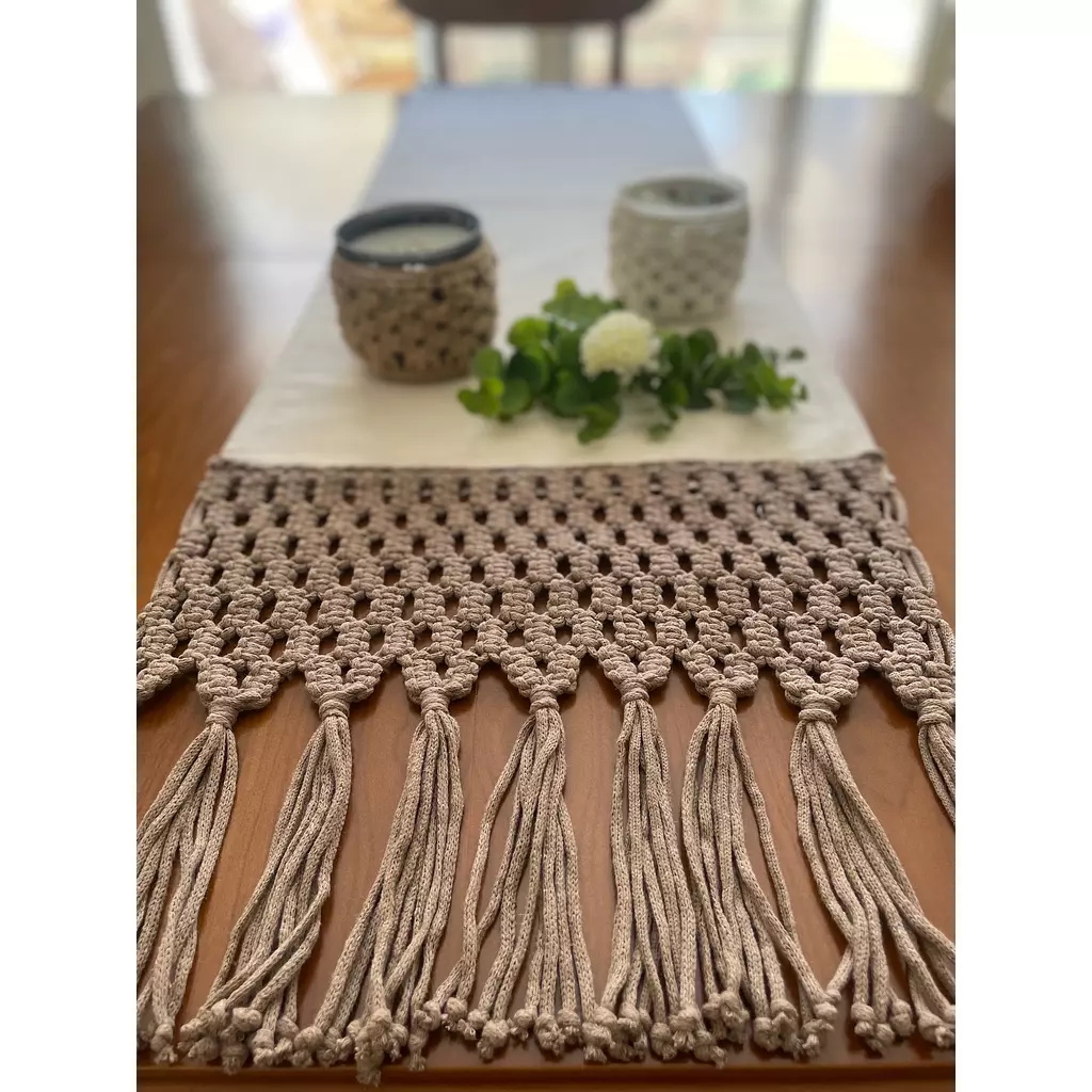 Cotton Macrame Bees Runner 