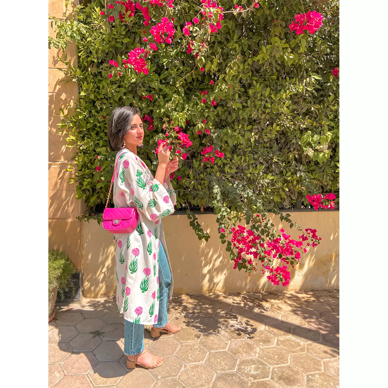 Linen Fuchsia Marigold Kimono  5