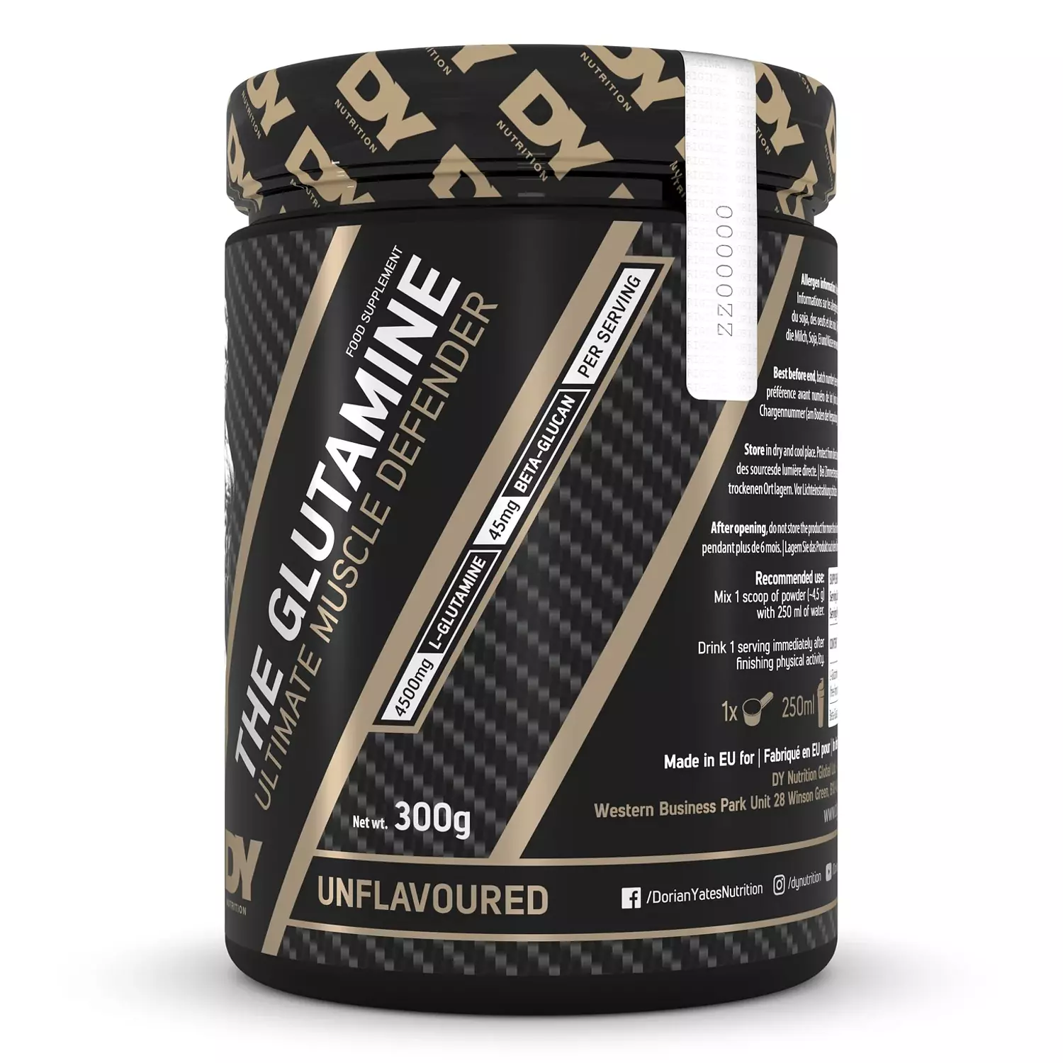 DY Nutrition The Glutamine Recovery 300g, 66 Scoops.  2