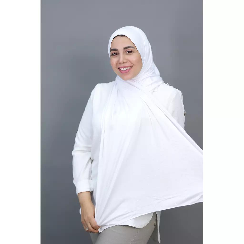 Jada Cotton Lycra Gel Hijab - white