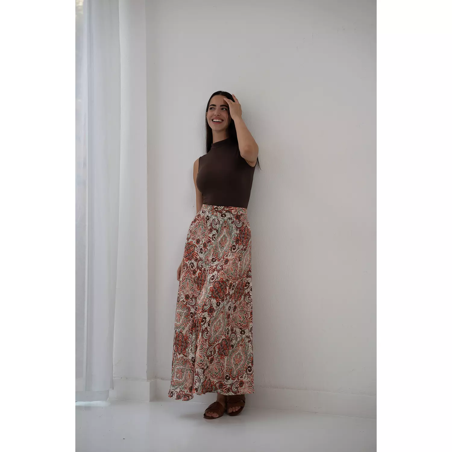 Clara printed satin skirt hover image