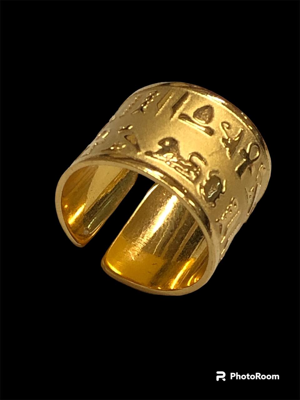Gold plated pharaonic statement bracelet 
