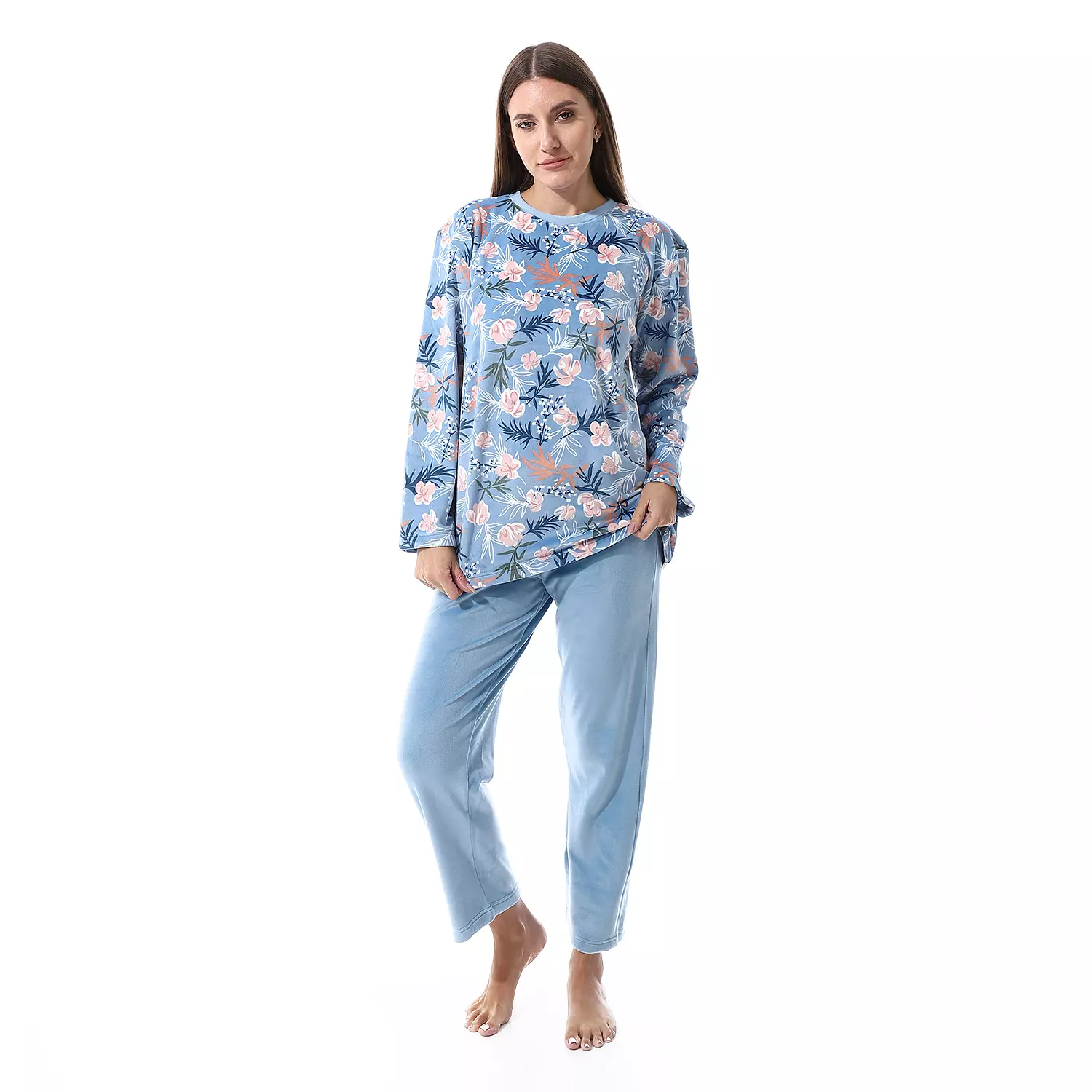 Shorto Women Fleece Flower PJ - Baby Blue -2659 - 024  4