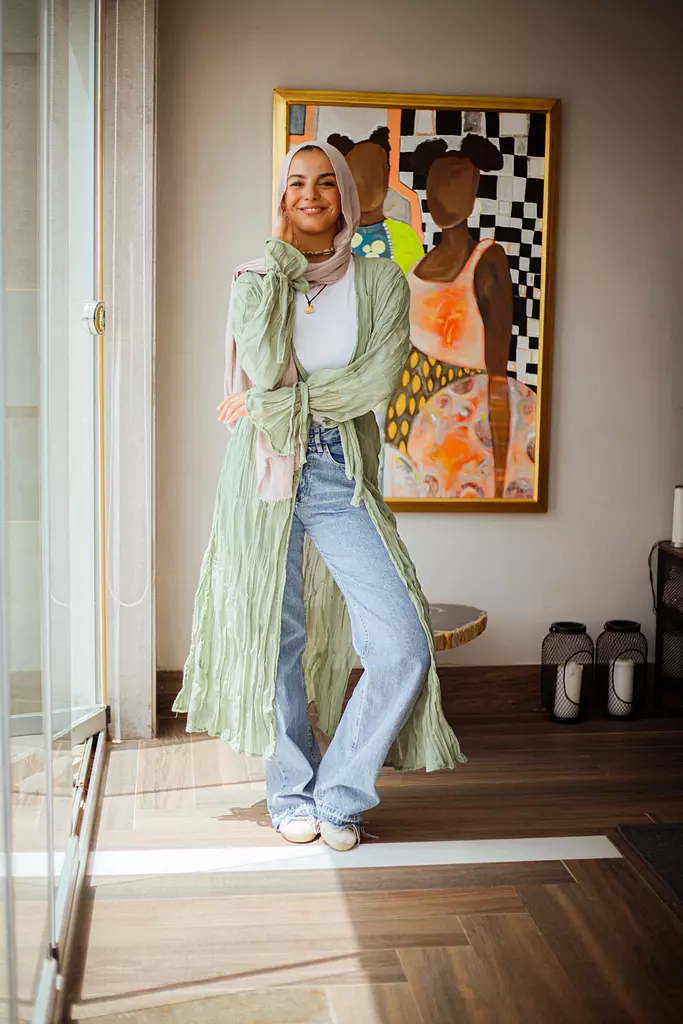 Mint crushed kimono