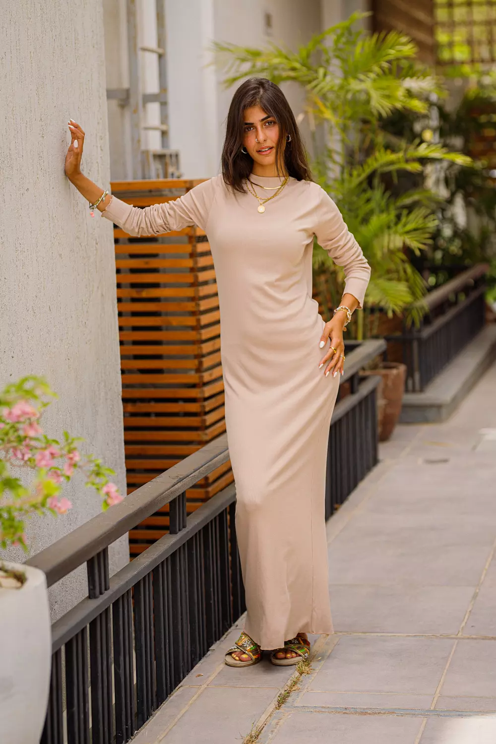 Beige basic dress hover image