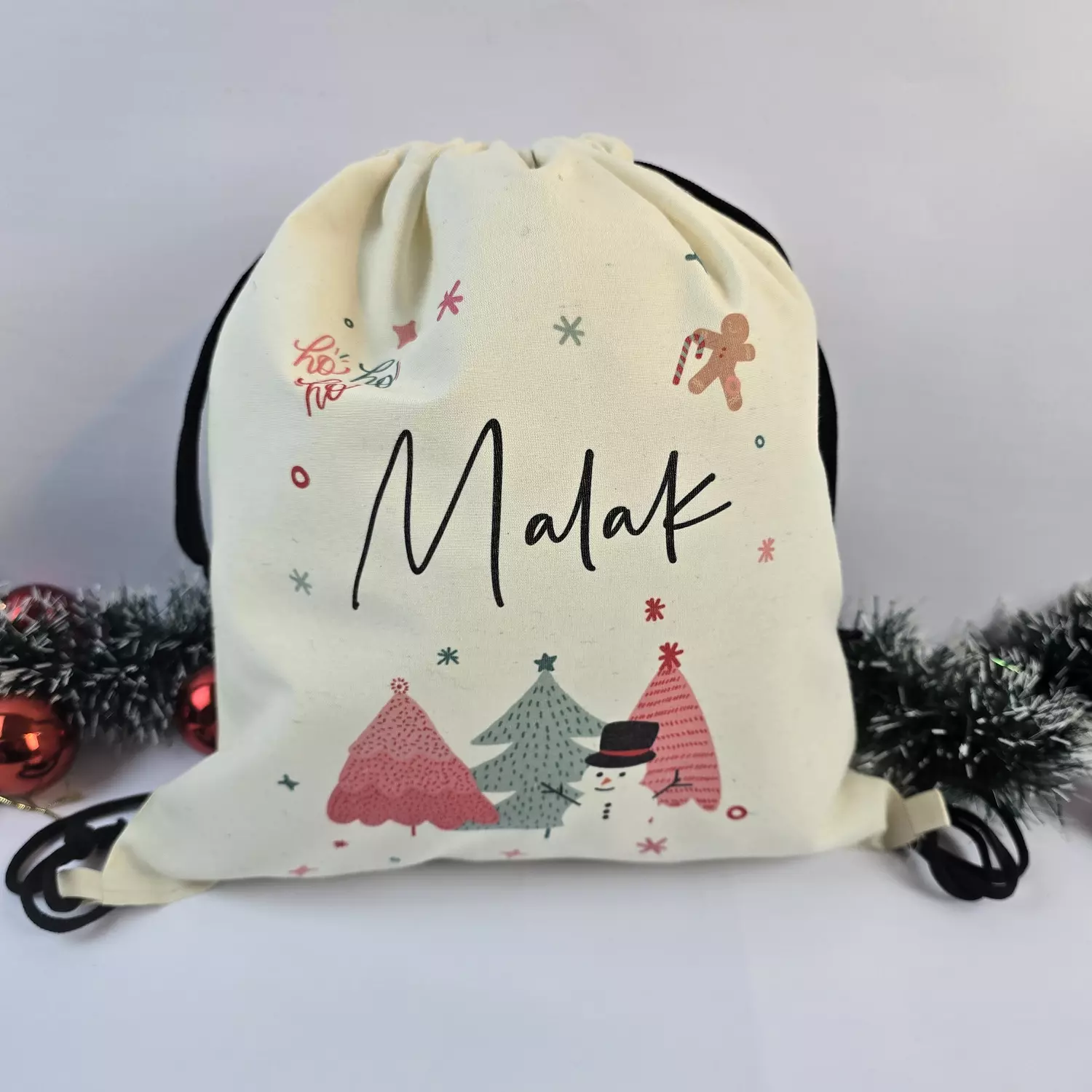 Pink Christmas Trees Drawstring Bag hover image