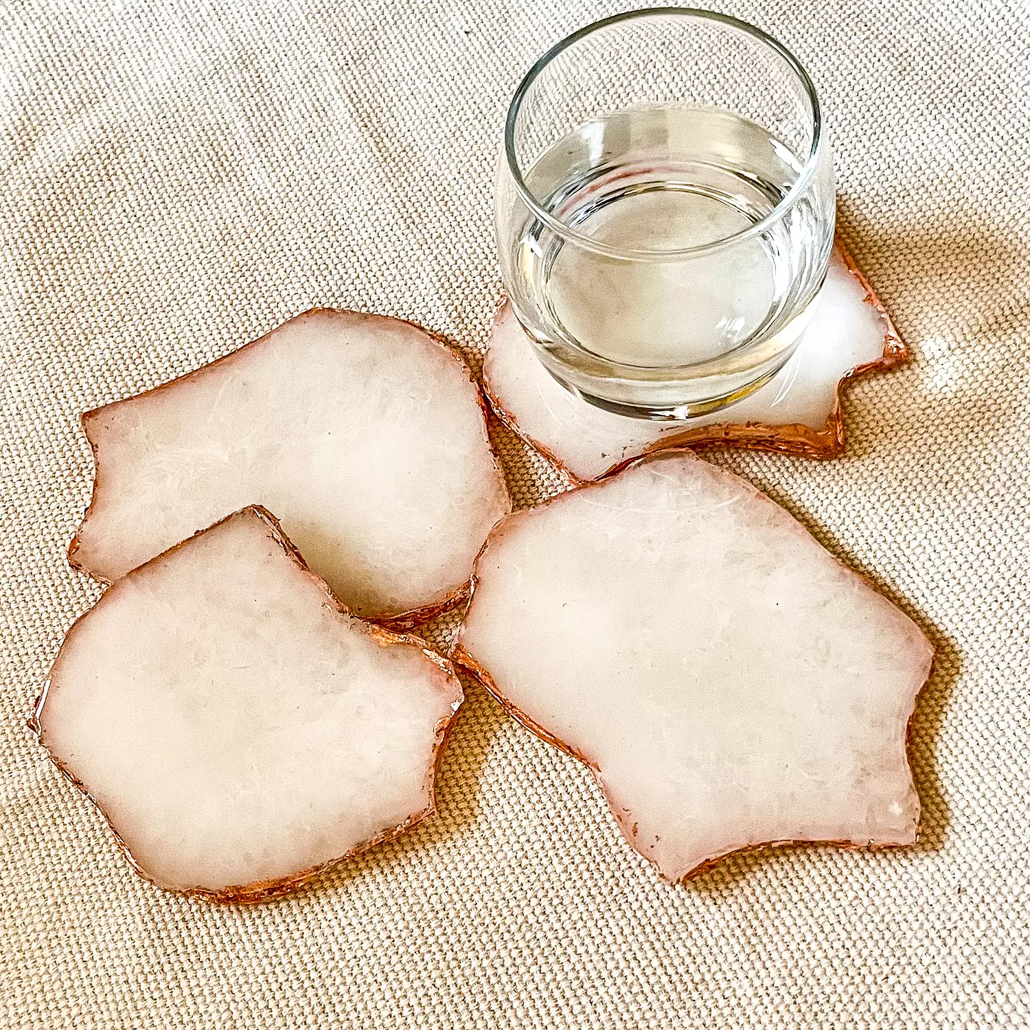 White/ Rose-gold agate coasters  hover image