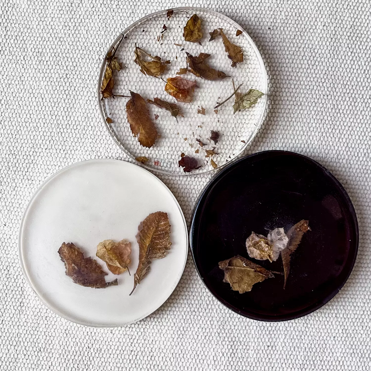 Dark brown, off white & peach floral coasters set-2nd-img