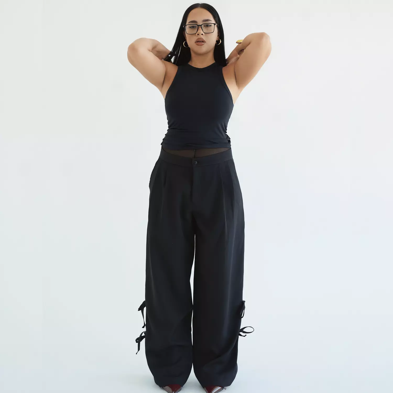 Double Bow Pants in Black hover image