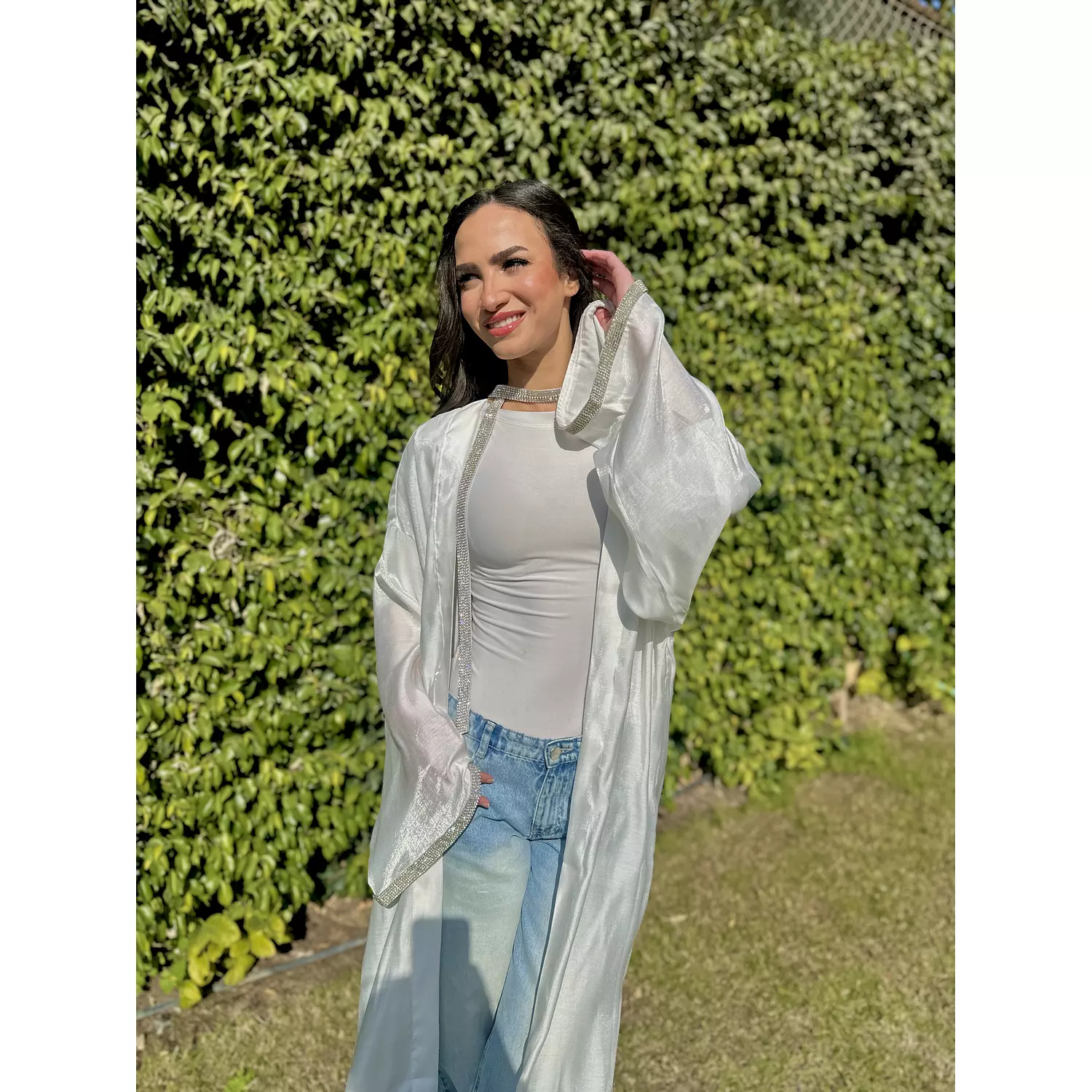 Sparkling white Kaftan with Choker 2