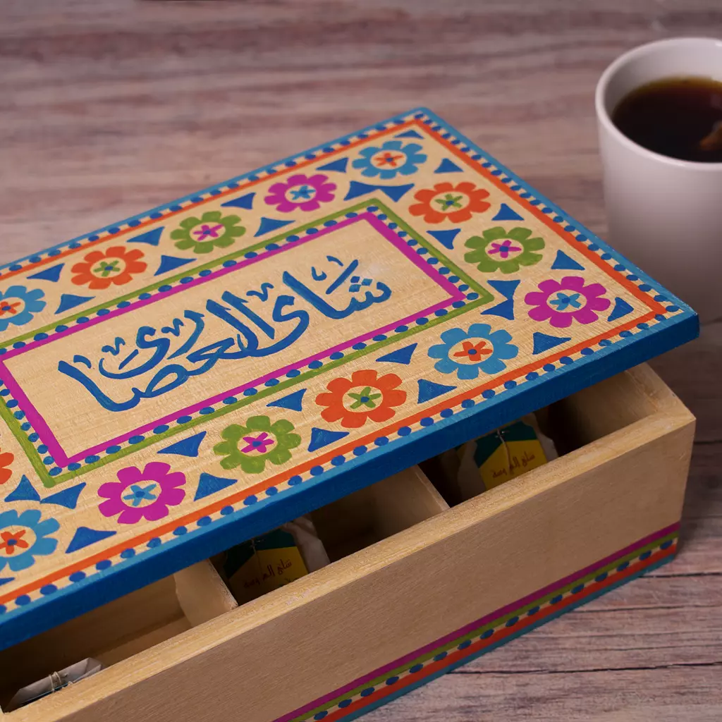 Large tea box - flowers colors