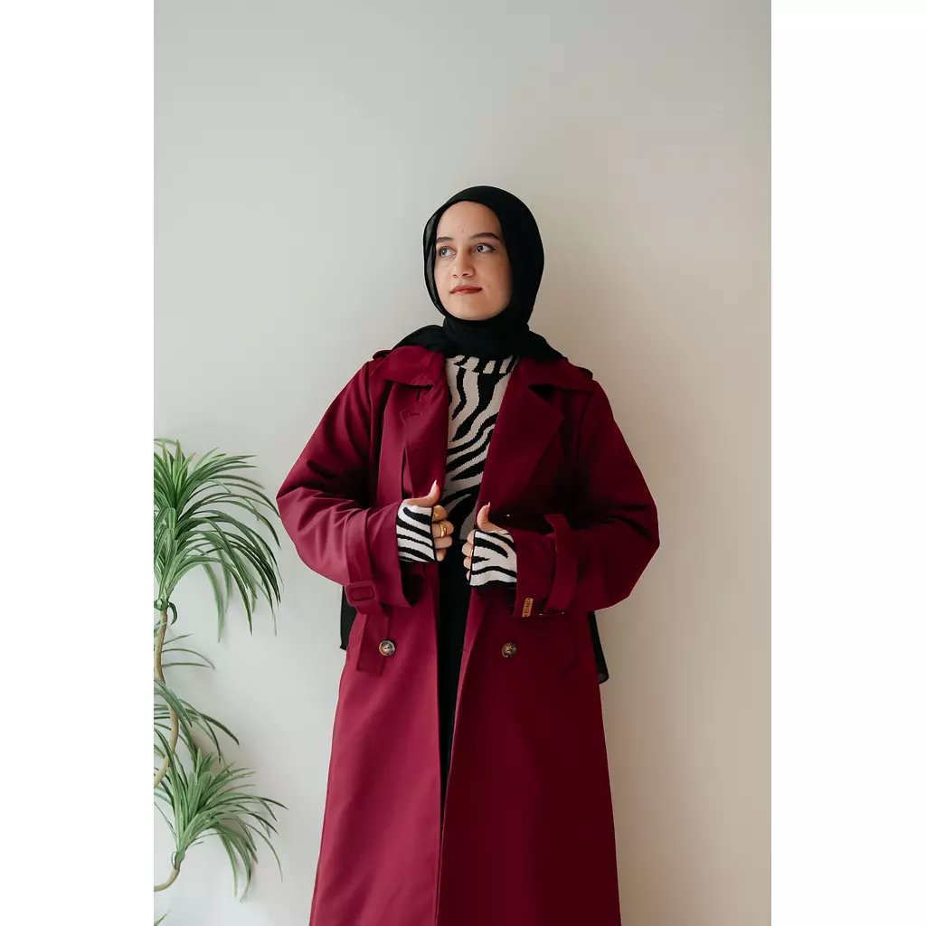  6-Buttons Long Trench Coat