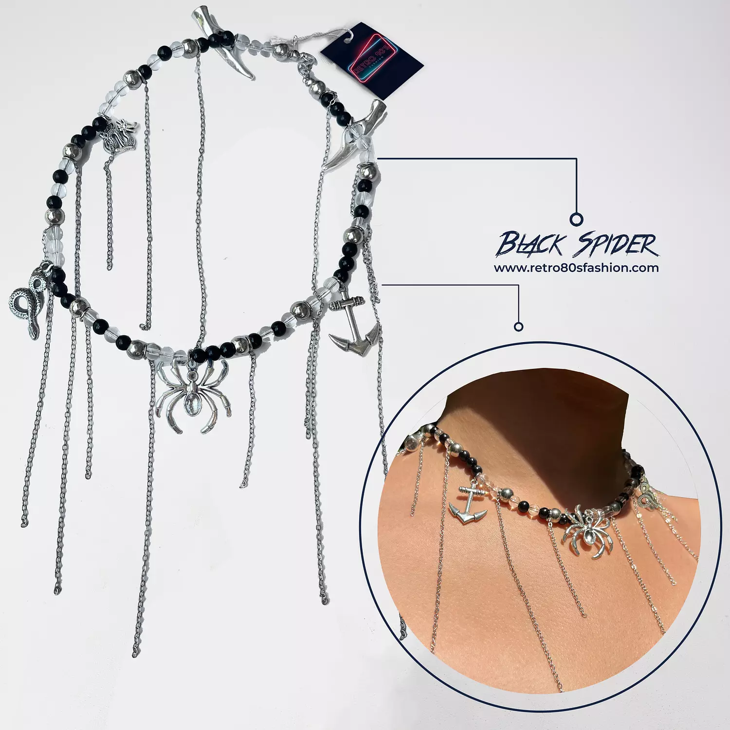 Black Spider necklace hover image