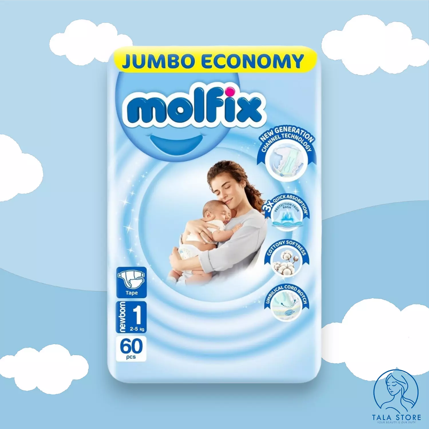 Molfix Jumbo Pack - New Born Size 1 - 60 pcs hover image