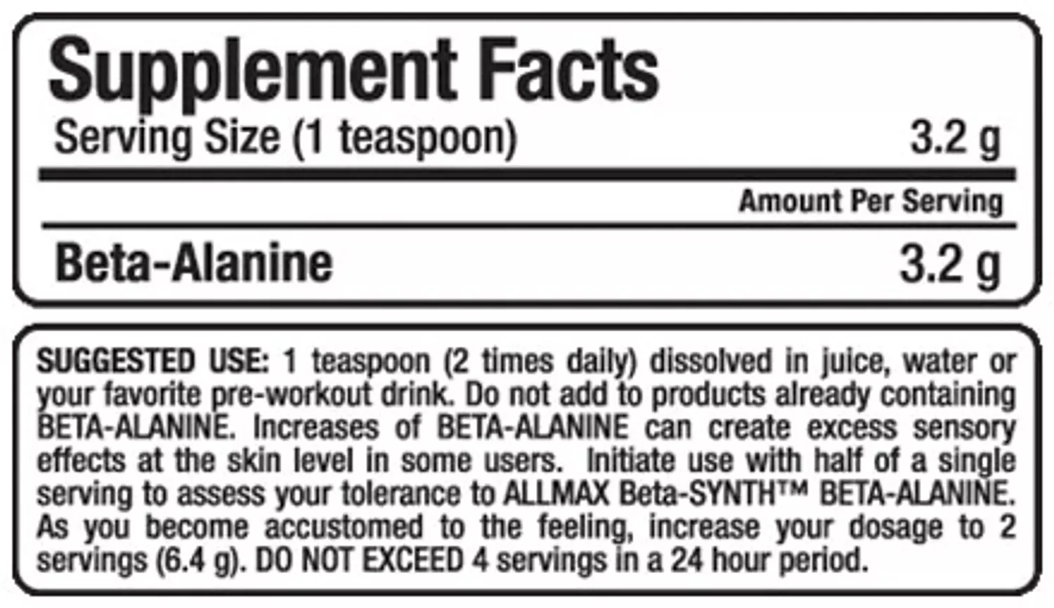 ALLMAX BETA-ALANINE 125-SERV 400GM 1