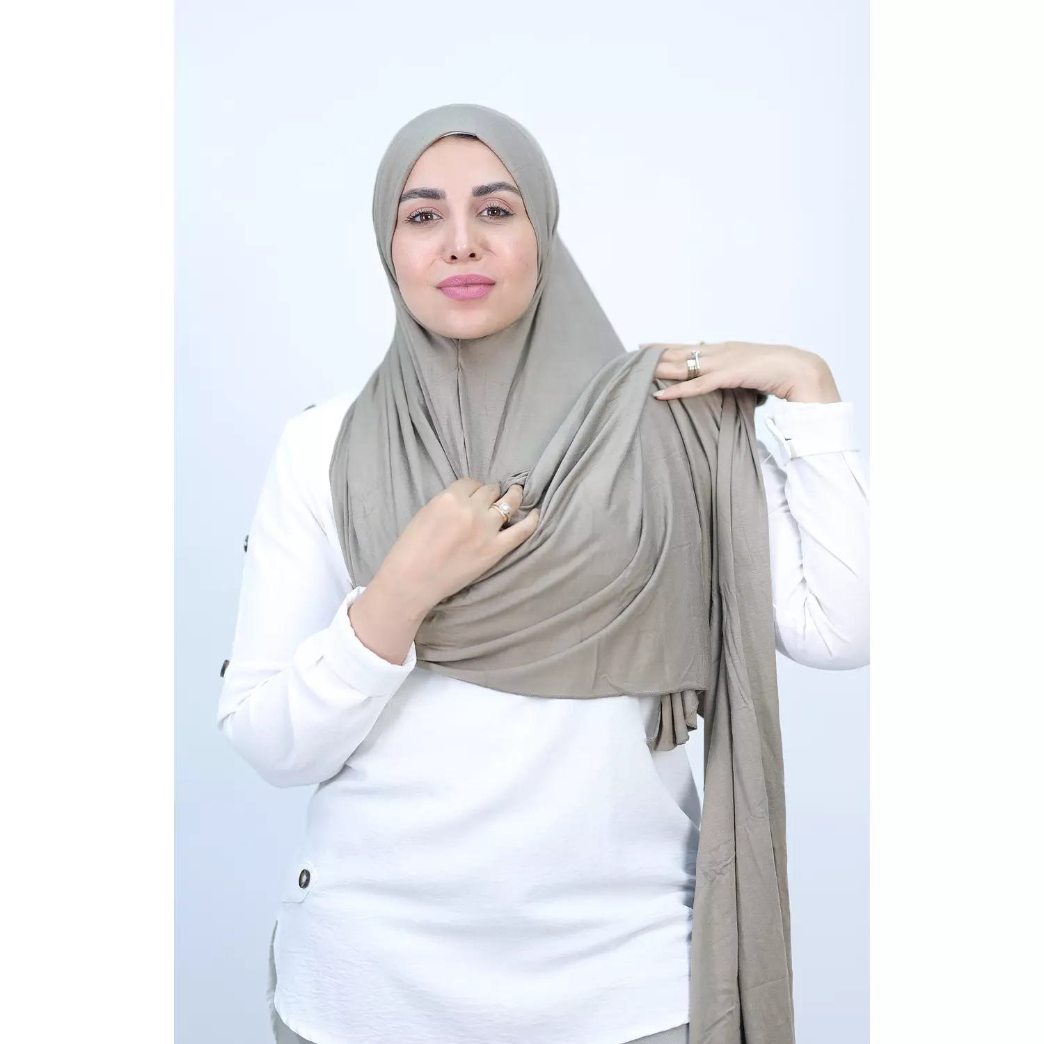 Jada Cotton Lycra Gel Hijab - Cafe Colour  hover image